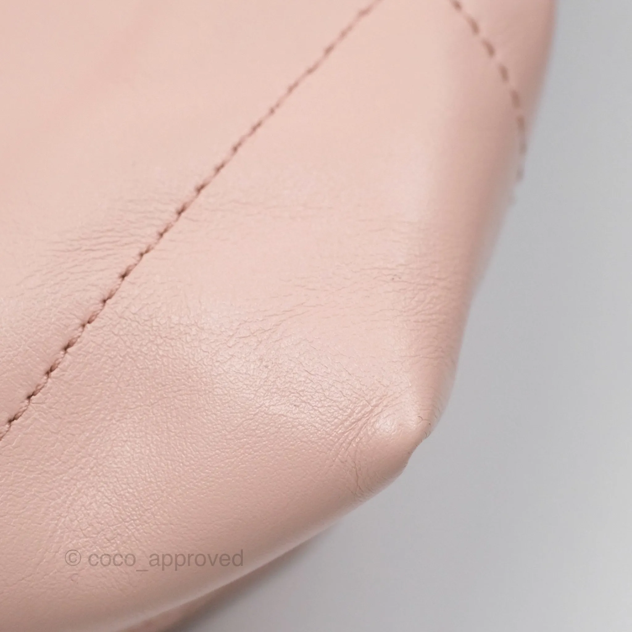 Chanel 22 Small Quilted Pink Shiny Crumpled Calfskin Aged Gold Hardware