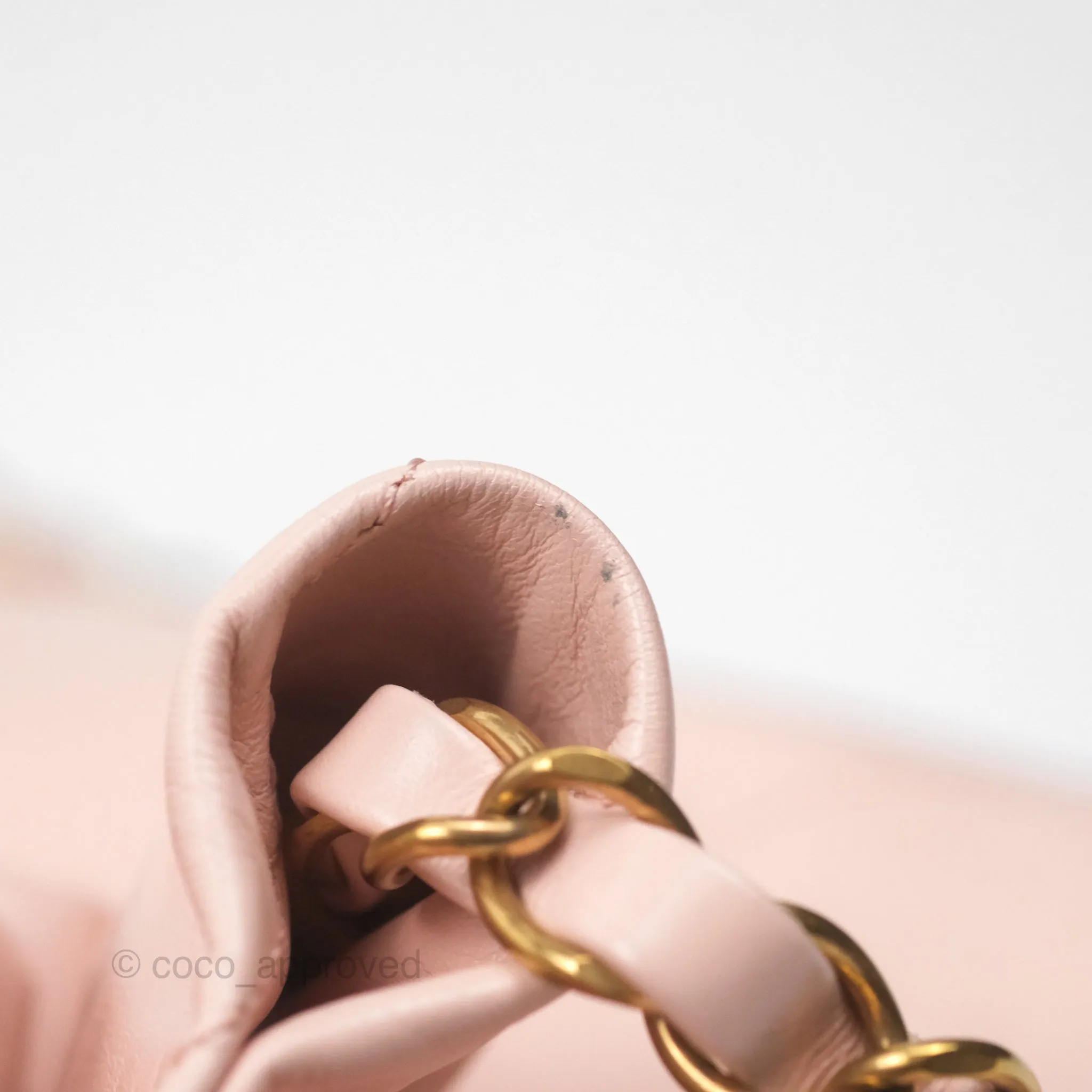 Chanel 22 Small Quilted Pink Shiny Crumpled Calfskin Aged Gold Hardware