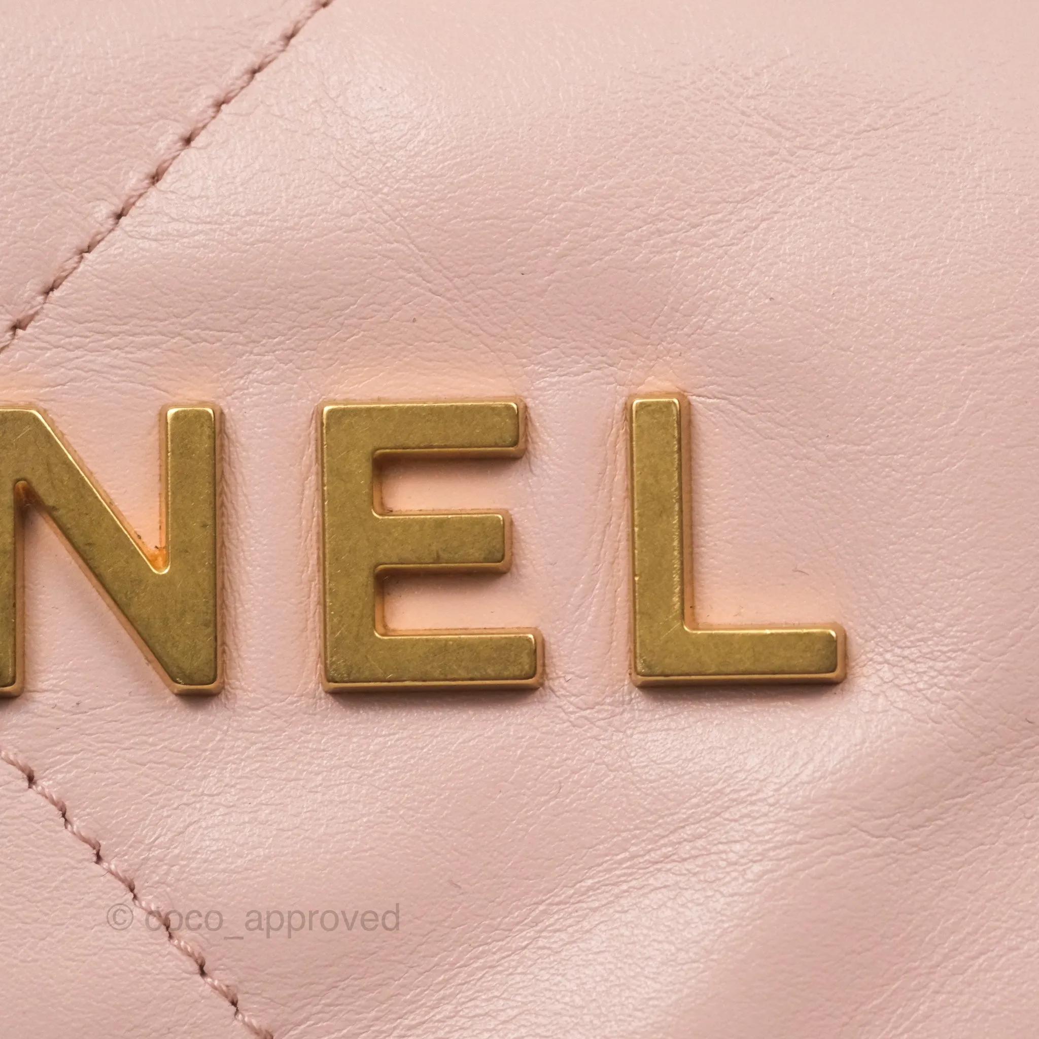 Chanel 22 Small Quilted Pink Shiny Crumpled Calfskin Aged Gold Hardware