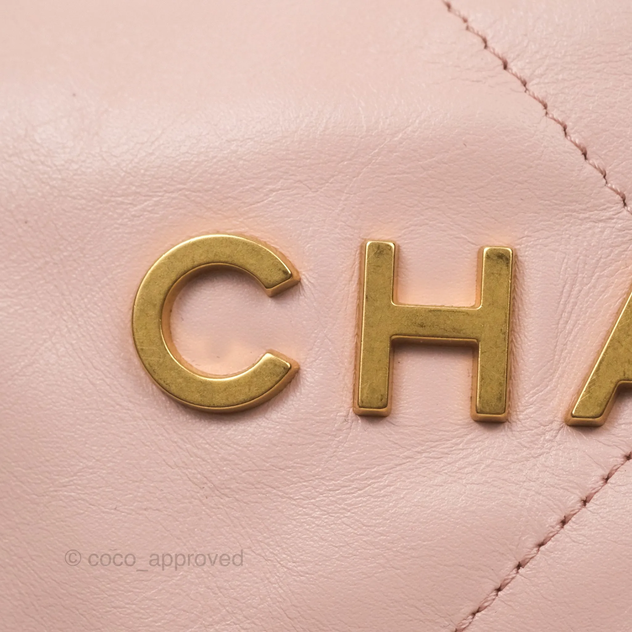 Chanel 22 Small Quilted Pink Shiny Crumpled Calfskin Aged Gold Hardware
