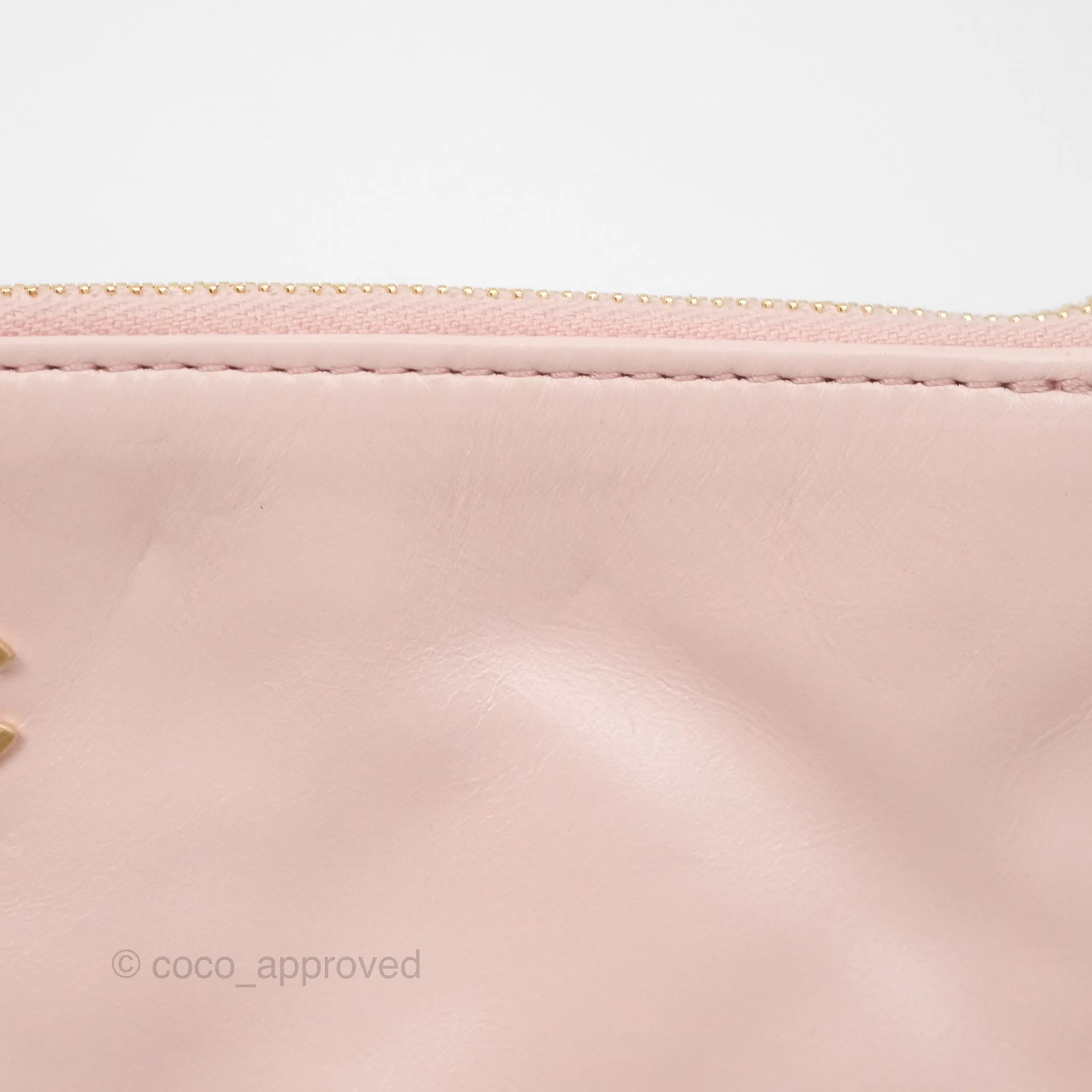 Chanel 22 Small Quilted Pink Shiny Crumpled Calfskin Aged Gold Hardware