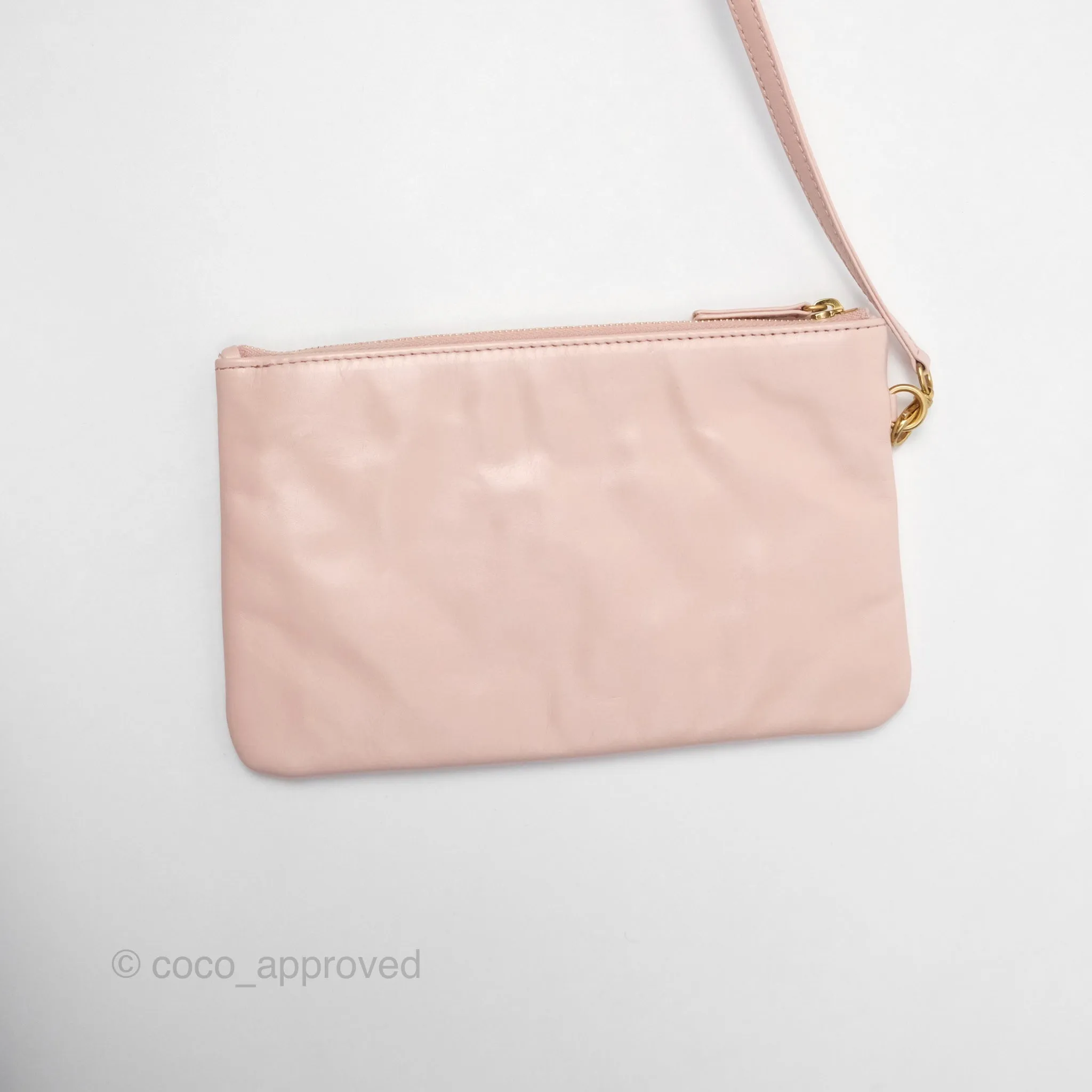 Chanel 22 Small Quilted Pink Shiny Crumpled Calfskin Aged Gold Hardware
