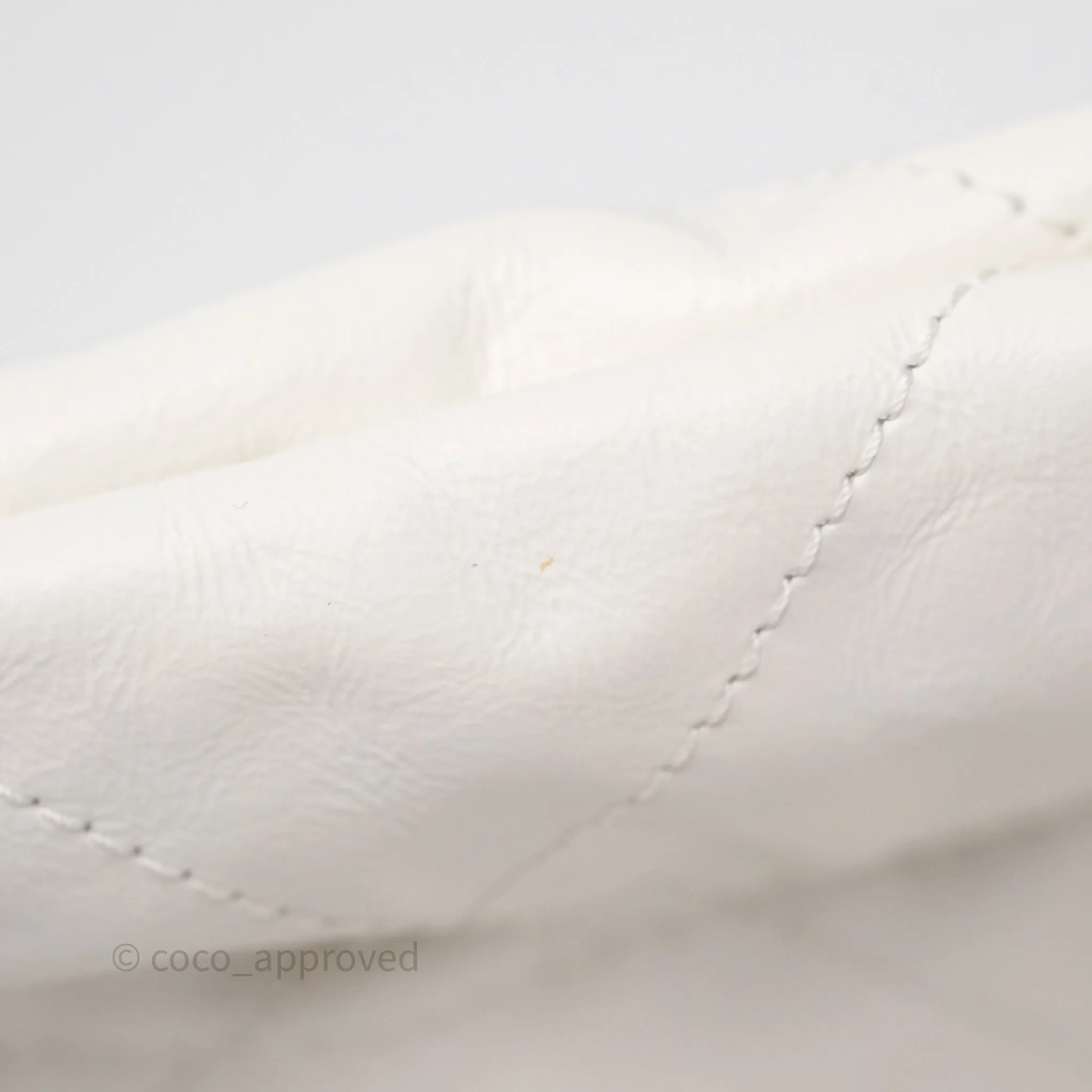 Chanel 22 Small White Aged Calfskin Black Logo Aged Gold Hardware