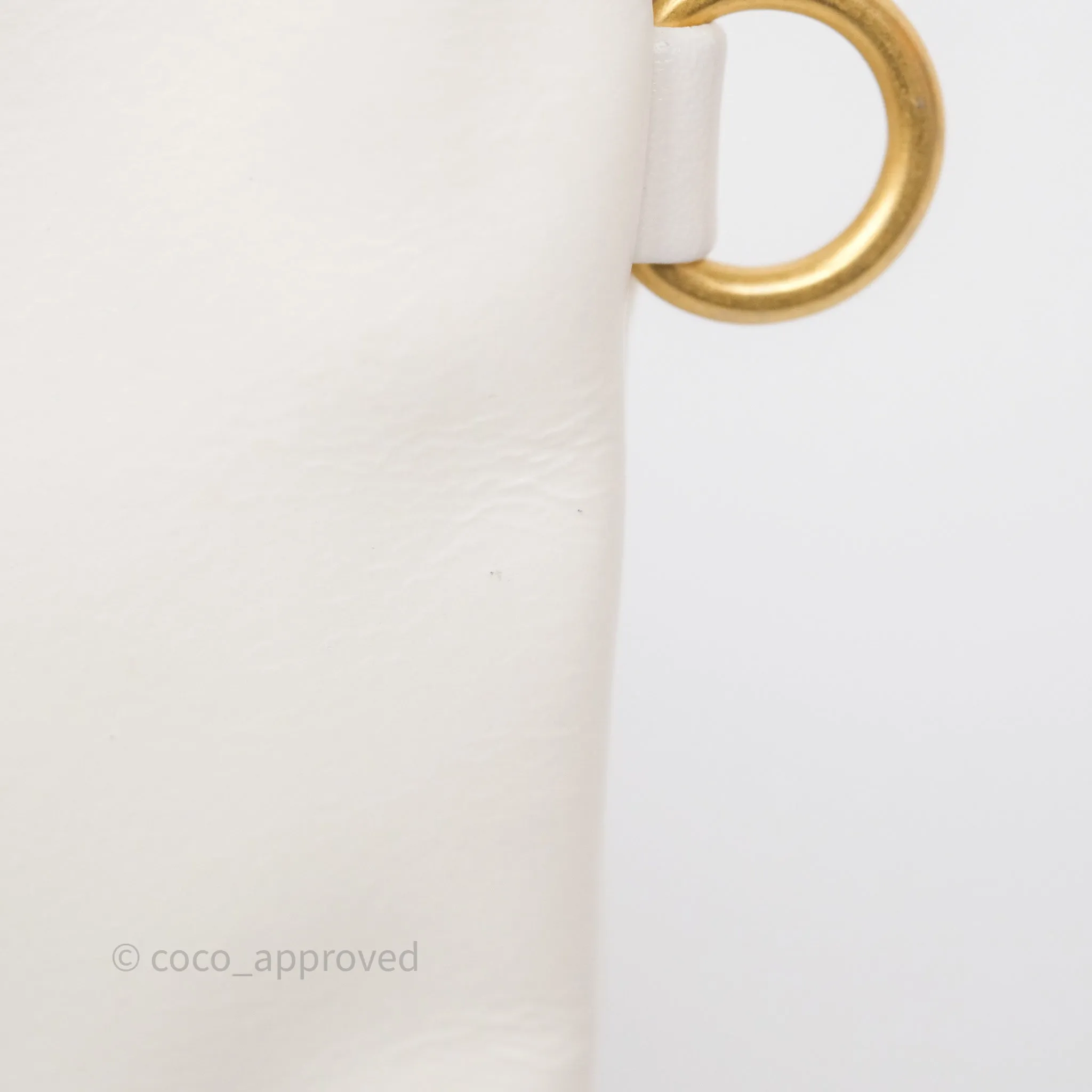 Chanel 22 Small White Aged Calfskin Black Logo Aged Gold Hardware