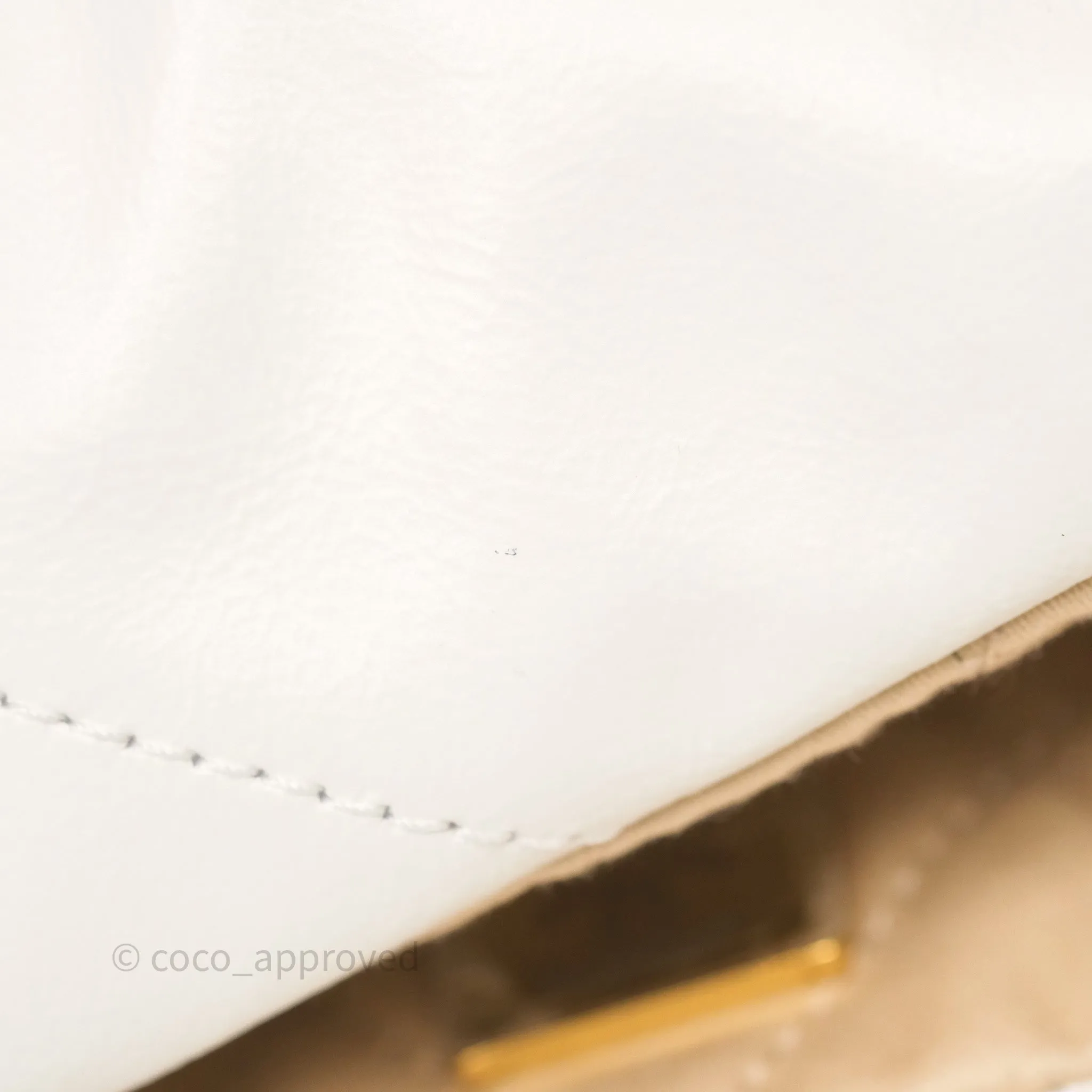 Chanel 22 Small White Aged Calfskin Black Logo Aged Gold Hardware