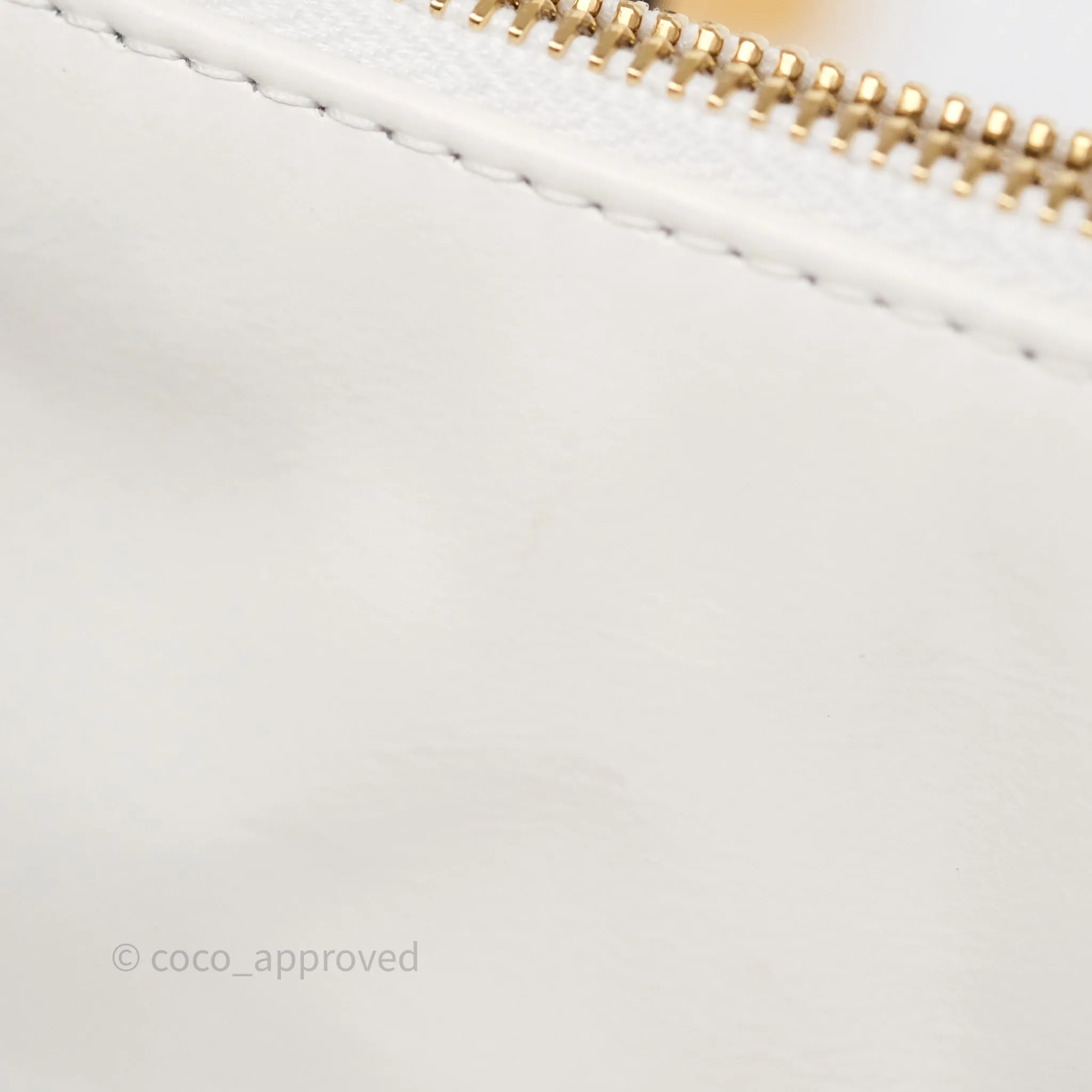 Chanel 22 Small White Aged Calfskin Black Logo Aged Gold Hardware