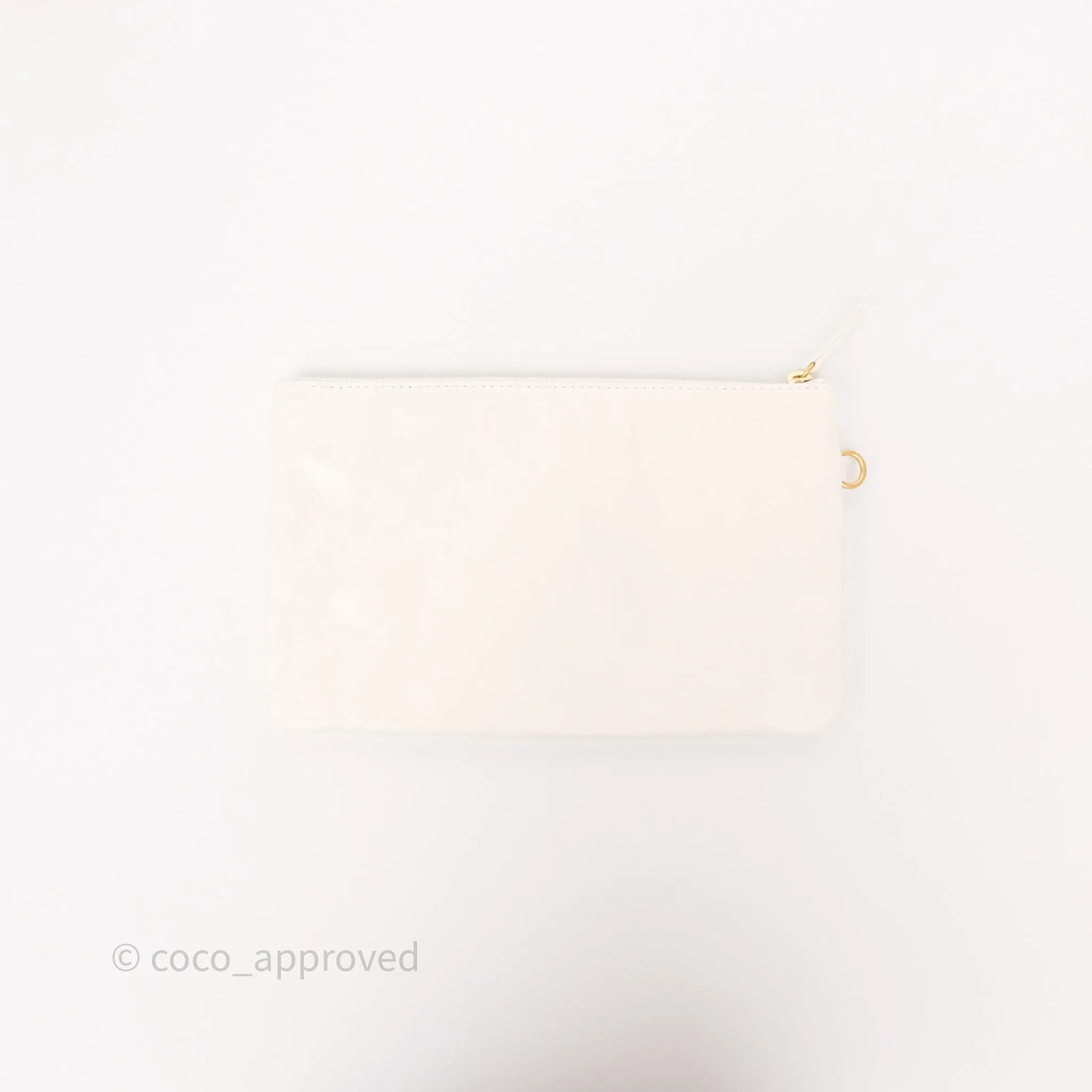 Chanel 22 Small White Aged Calfskin Black Logo Aged Gold Hardware