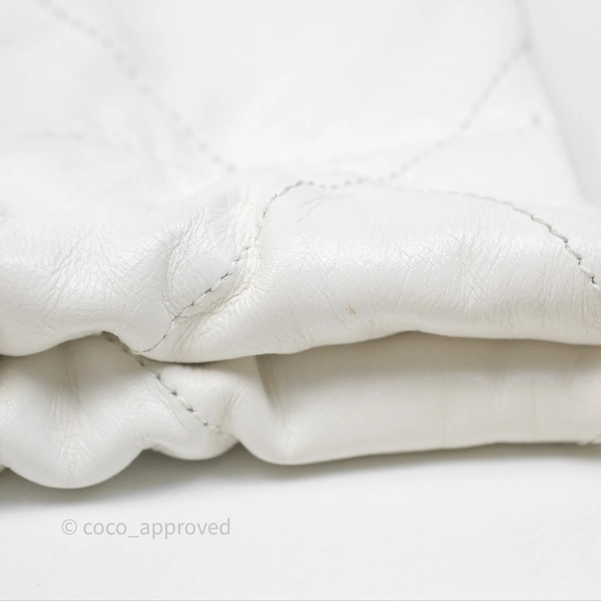 Chanel 22 Small White Shiny Calfskin Aged Gold Hardware