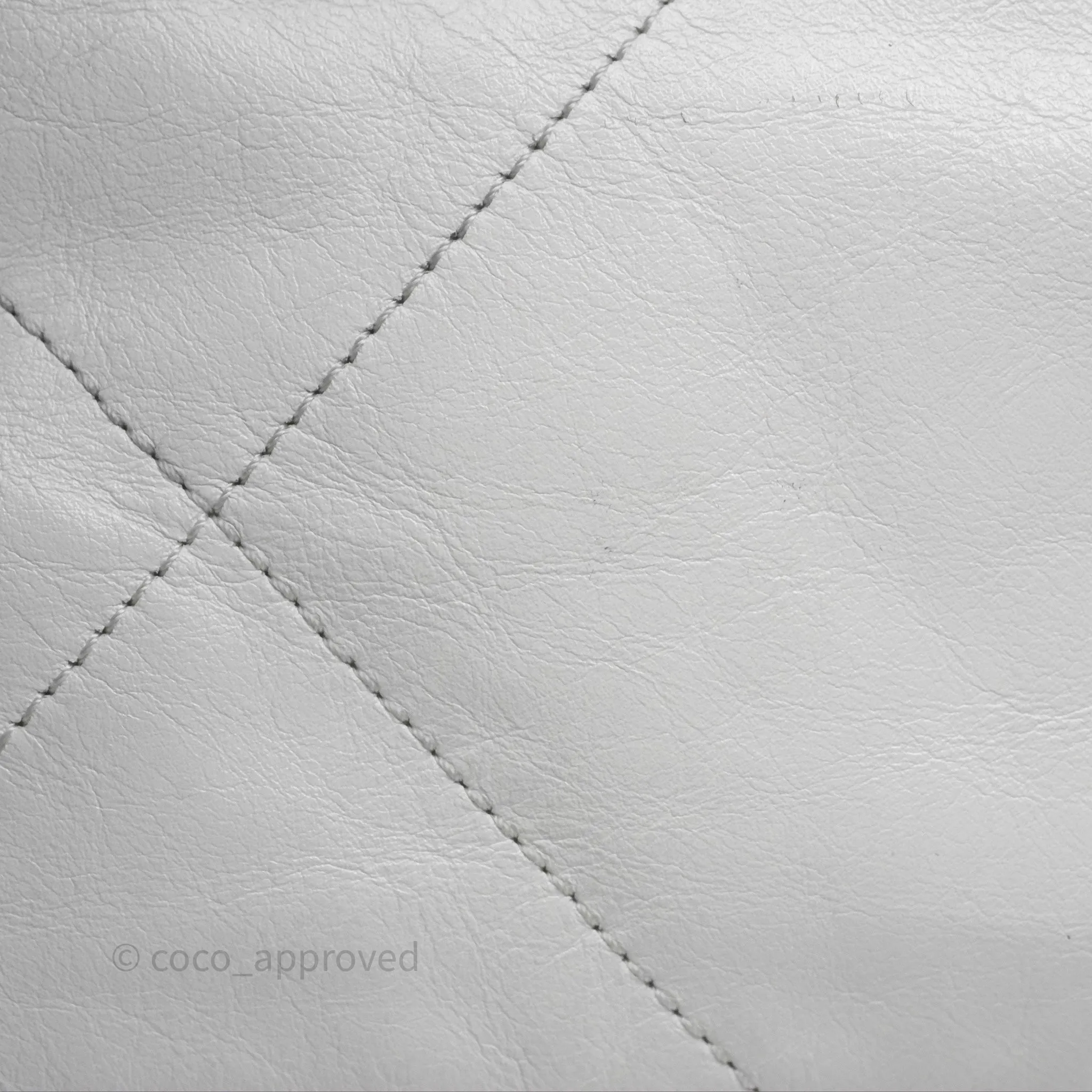 Chanel 22 Small White Shiny Calfskin Aged Gold Hardware