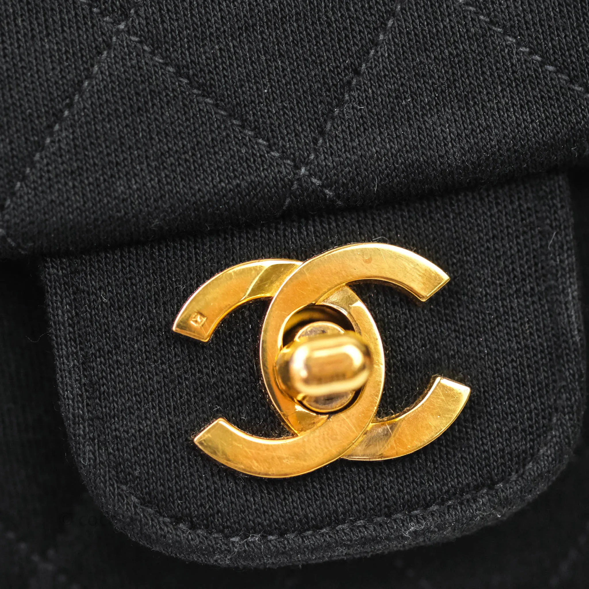 Chanel Black Quilted Jersey Medium Classic Double Flap Bag Gold Hardware