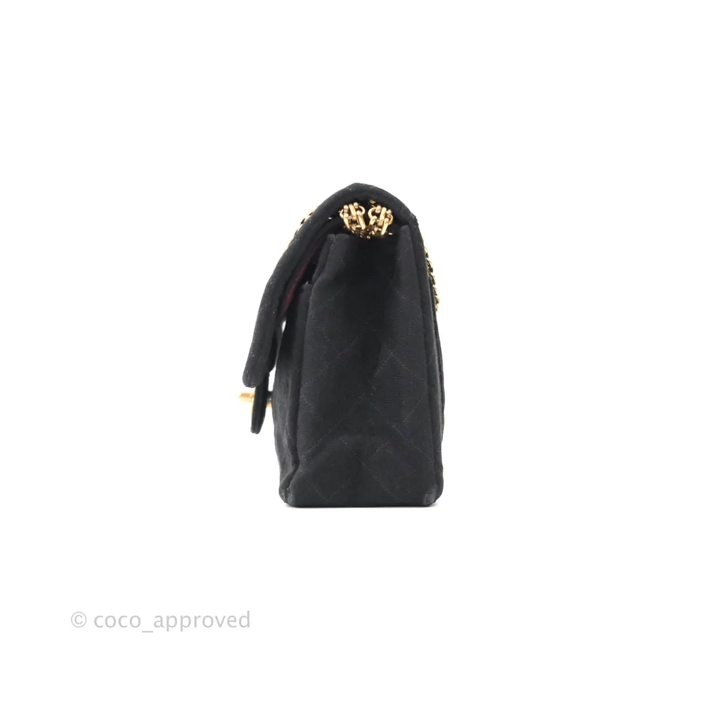 Chanel Black Quilted Jersey Medium Classic Double Flap Bag Gold Hardware