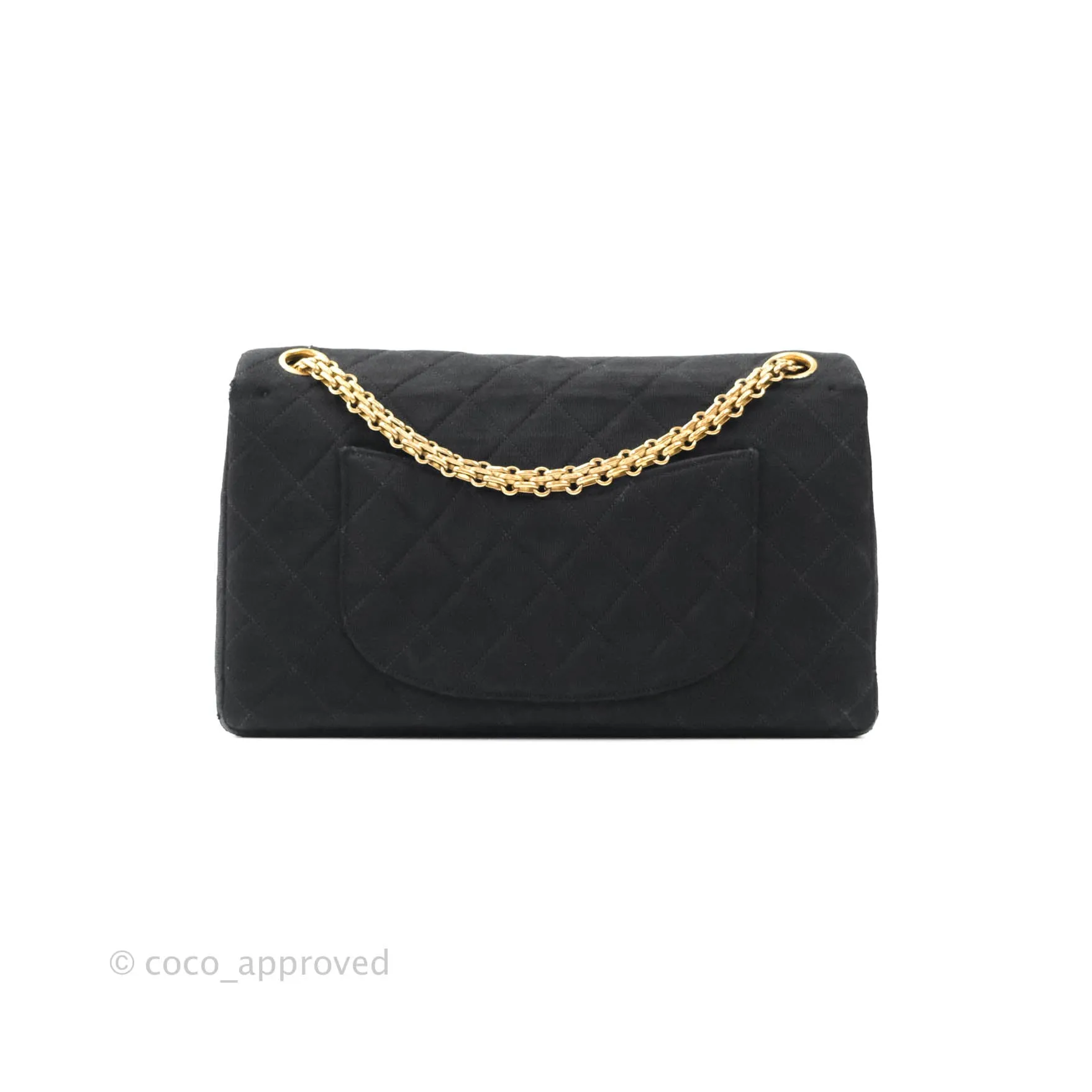 Chanel Black Quilted Jersey Medium Classic Double Flap Bag Gold Hardware