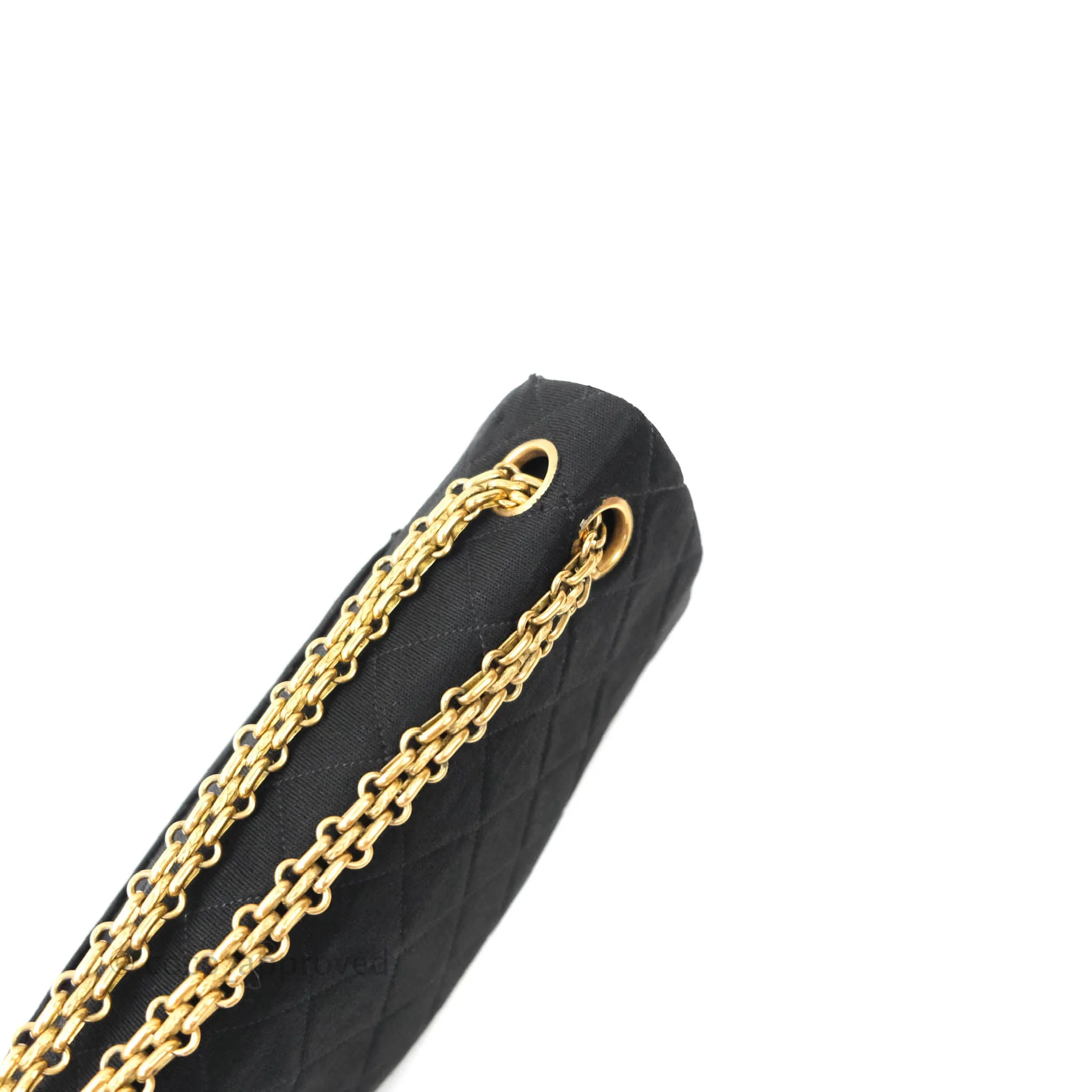 Chanel Black Quilted Jersey Medium Classic Double Flap Bag Gold Hardware