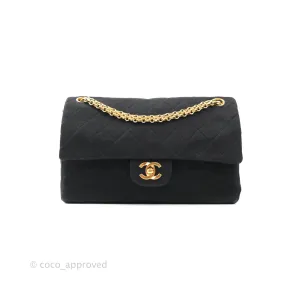 Chanel Black Quilted Jersey Medium Classic Double Flap Bag Gold Hardware