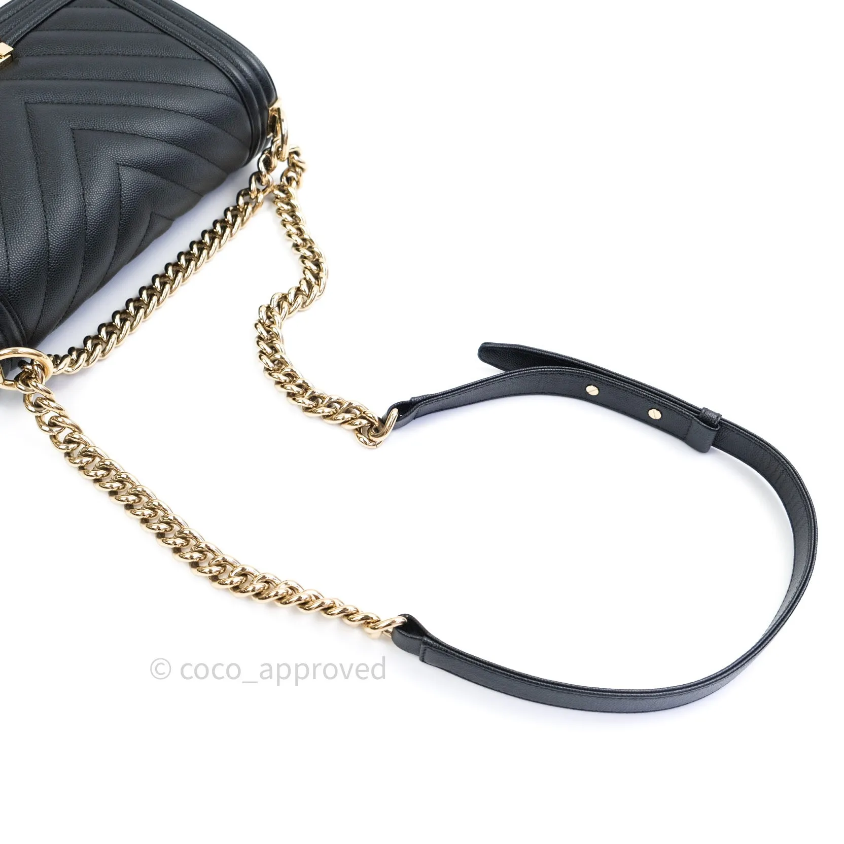 Chanel Boy Chevron Medium Black Caviar Gold Hardware