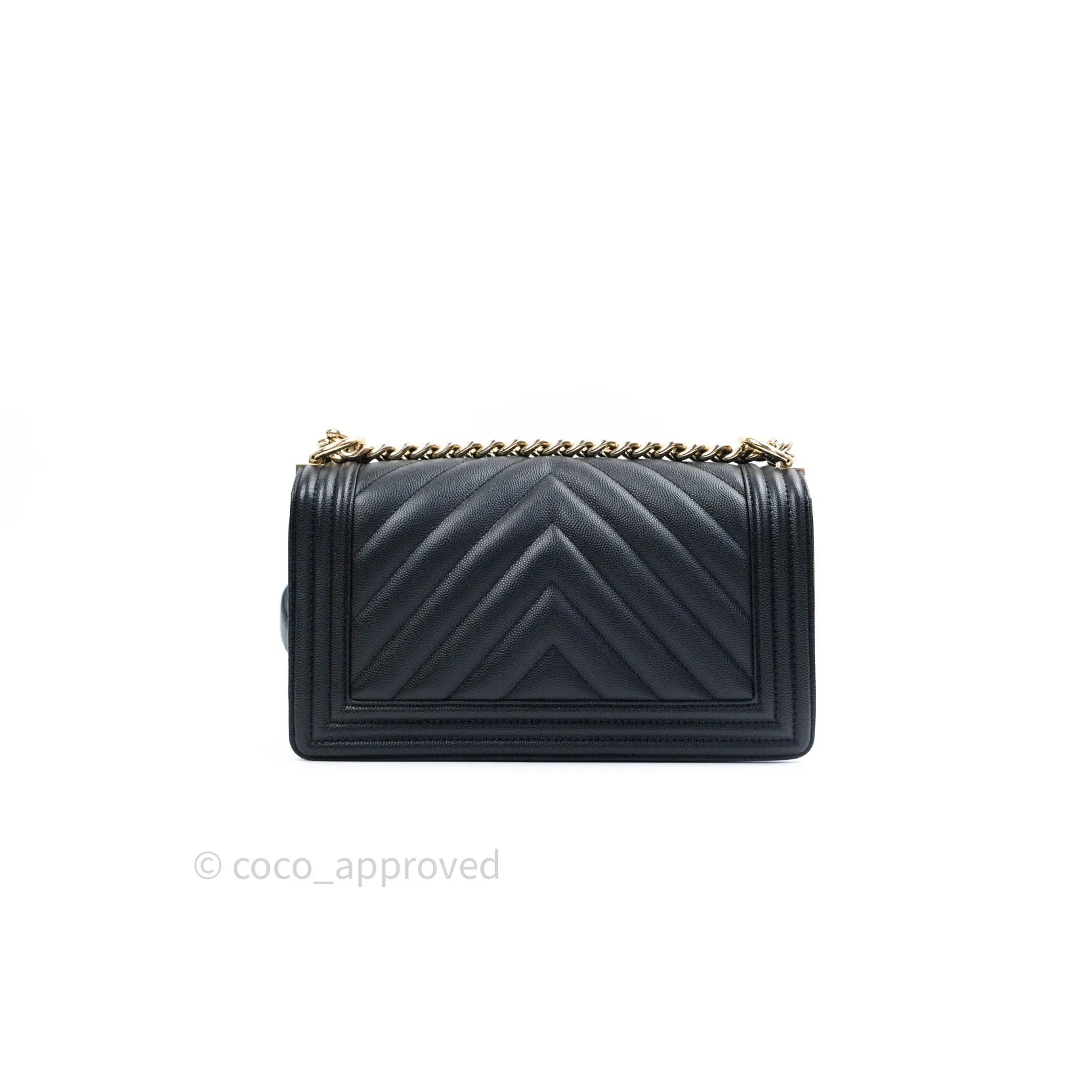 Chanel Boy Chevron Medium Black Caviar Gold Hardware