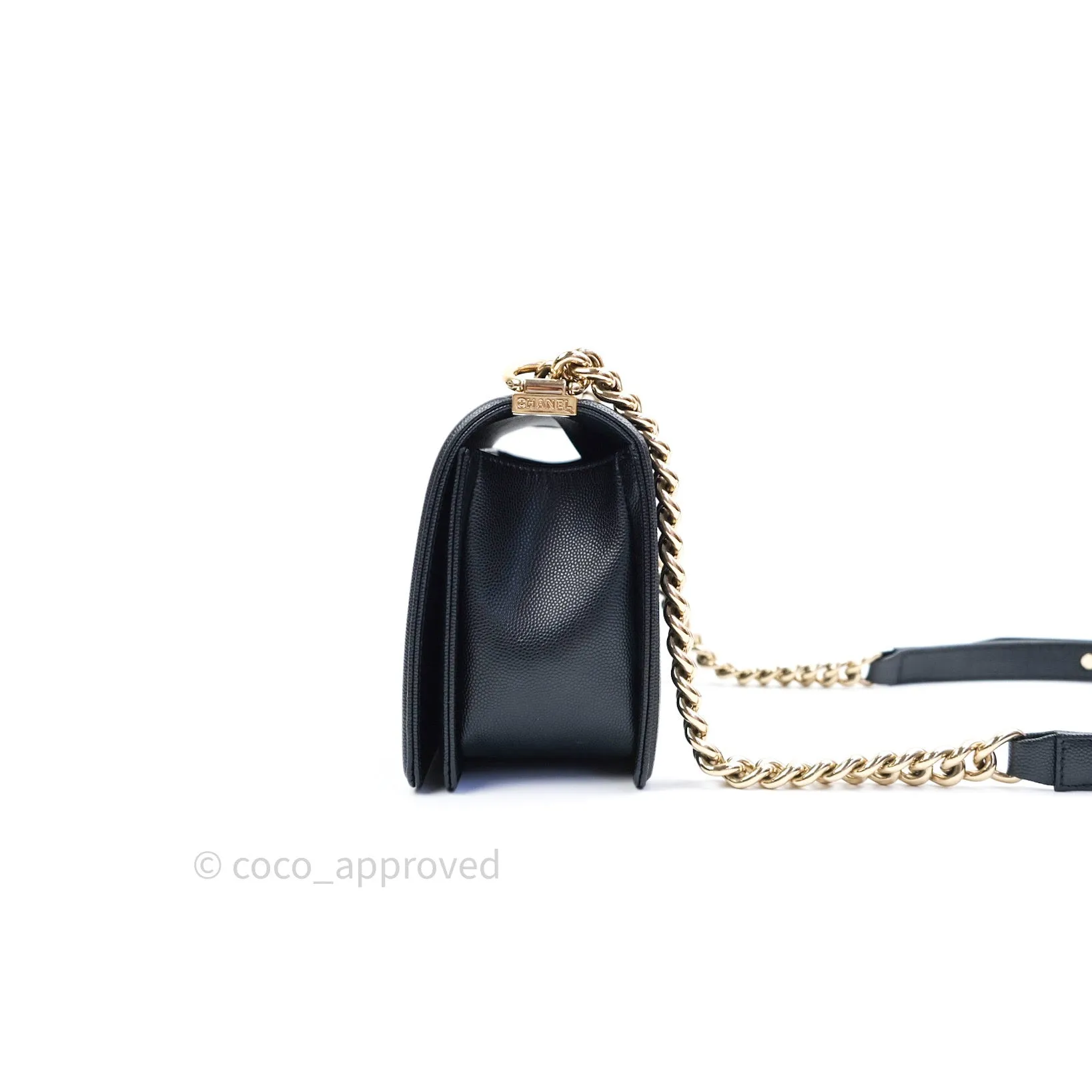 Chanel Boy Chevron Medium Black Caviar Gold Hardware