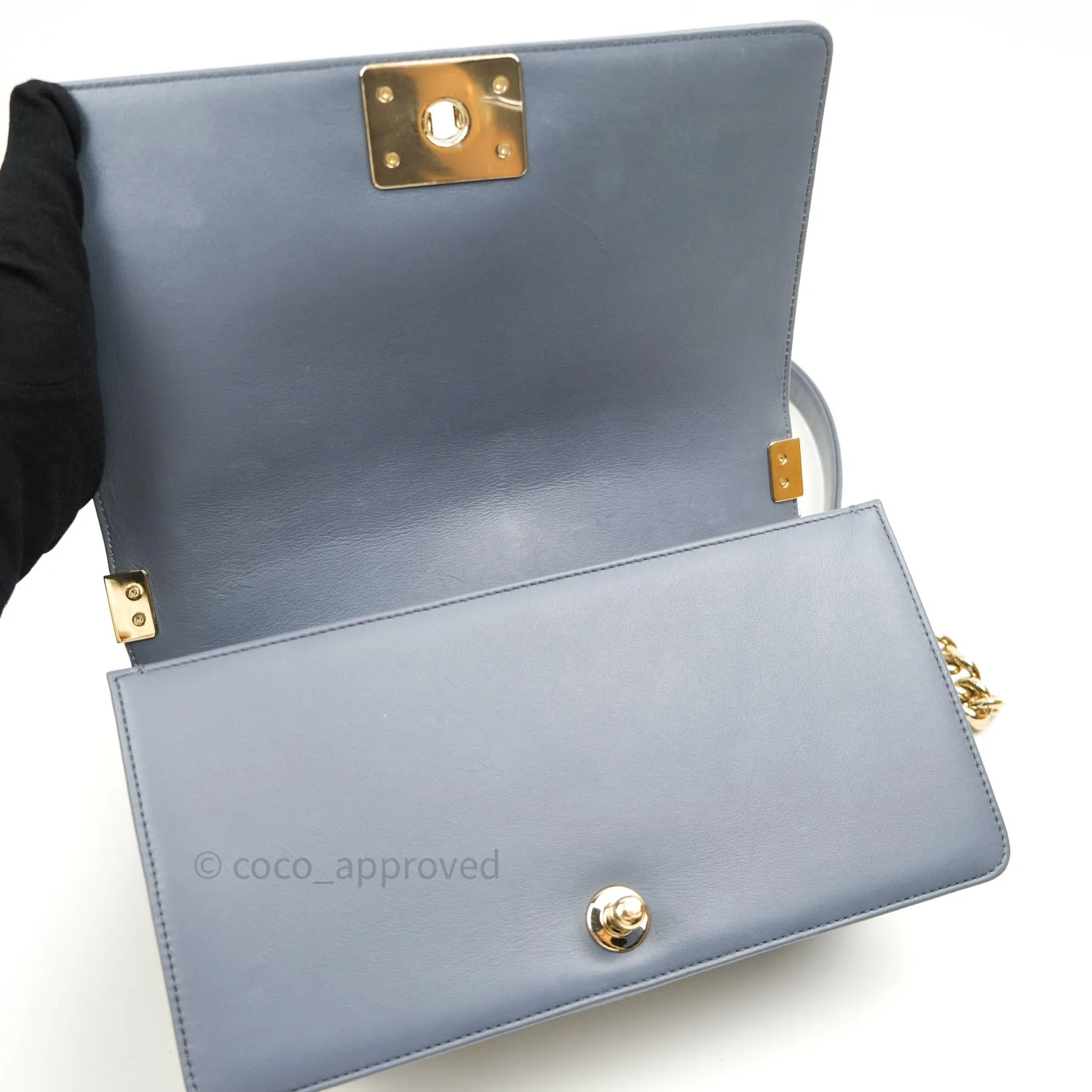 Chanel Boy Chevron Medium Grey Calfskin Light Gold Hardware