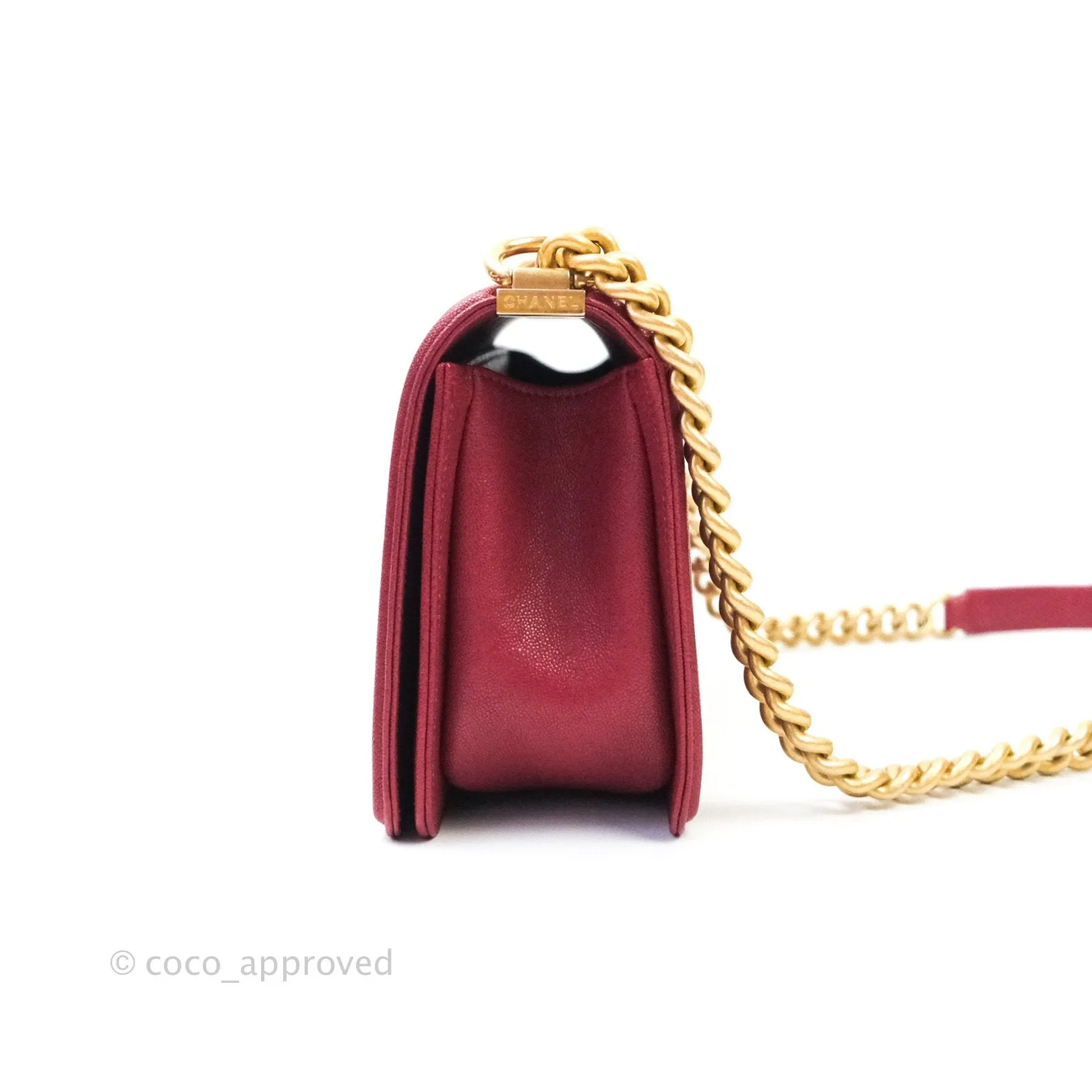 Chanel Boy Chevron Medium Red Caviar Gold Hardware