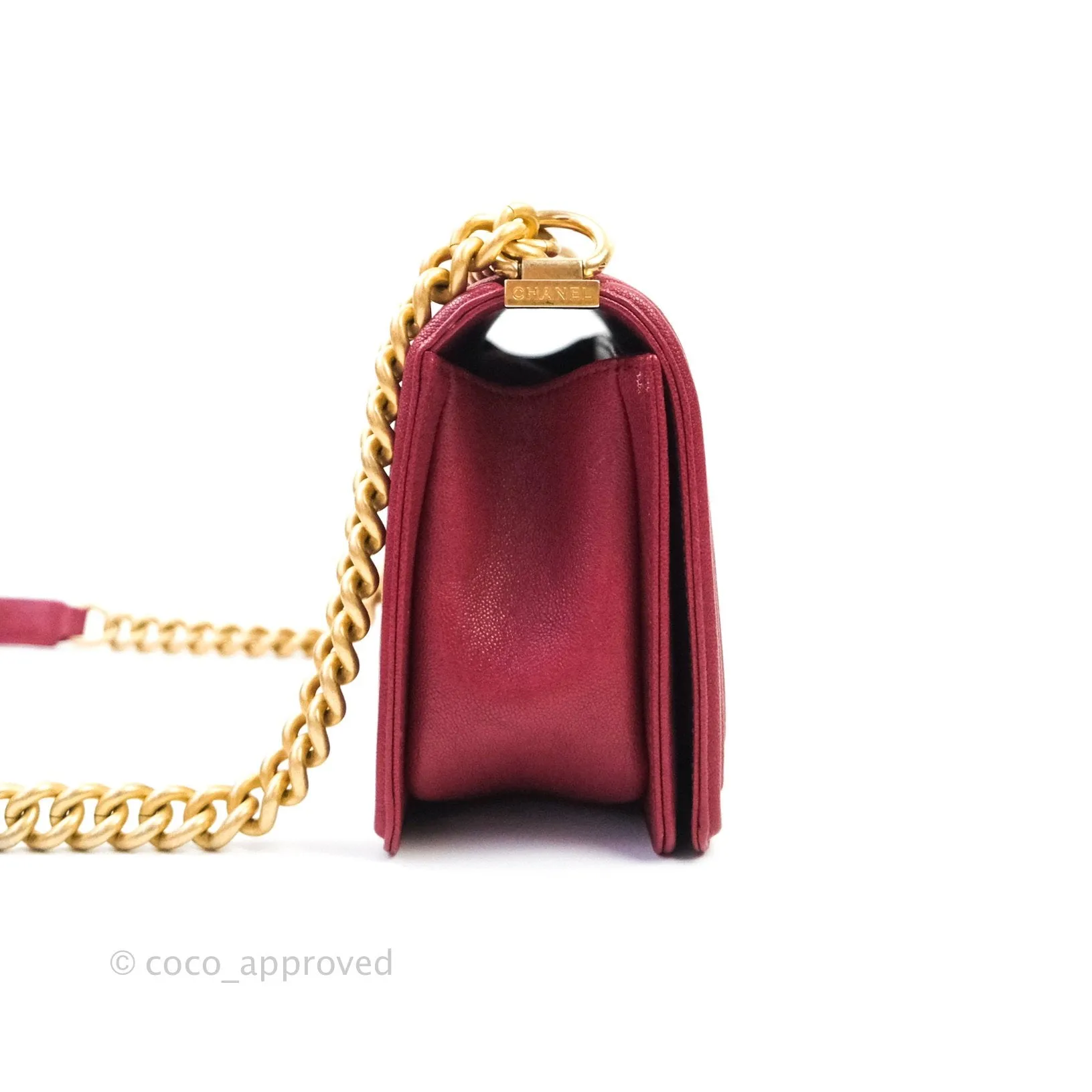 Chanel Boy Chevron Medium Red Caviar Gold Hardware