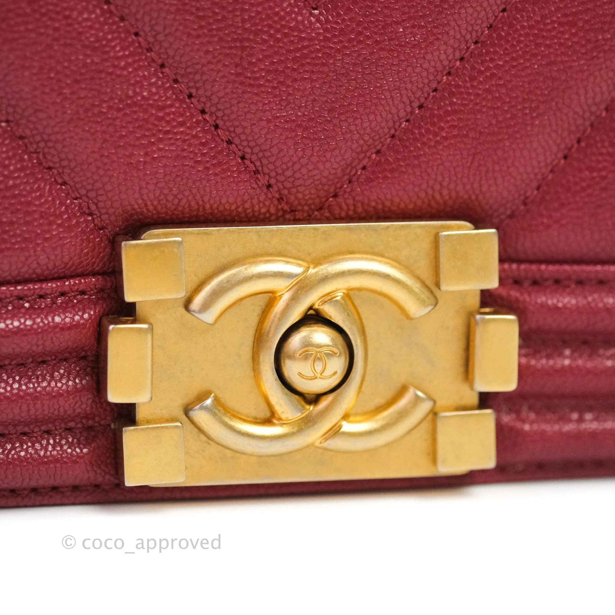 Chanel Boy Chevron Medium Red Caviar Gold Hardware