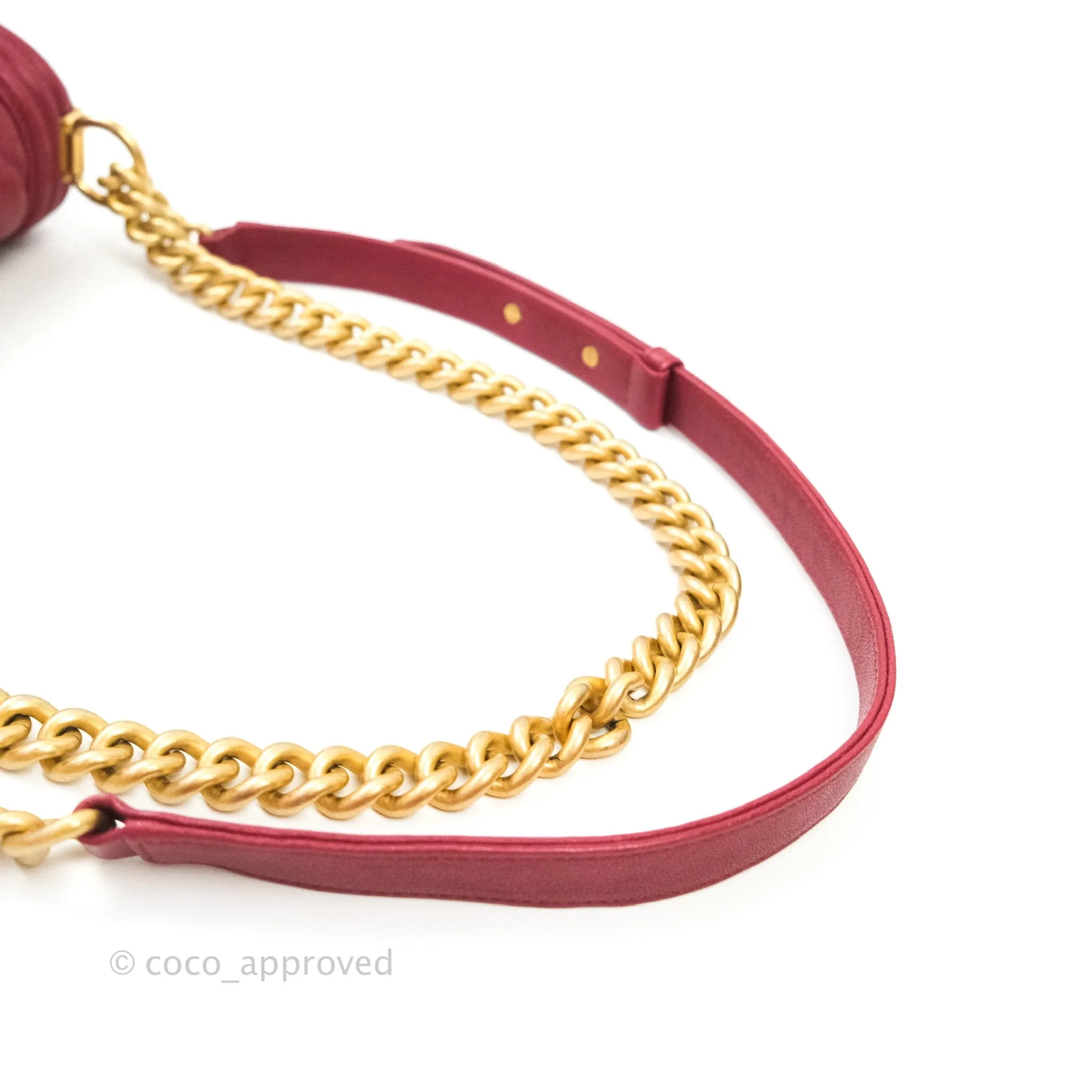 Chanel Boy Chevron Medium Red Caviar Gold Hardware