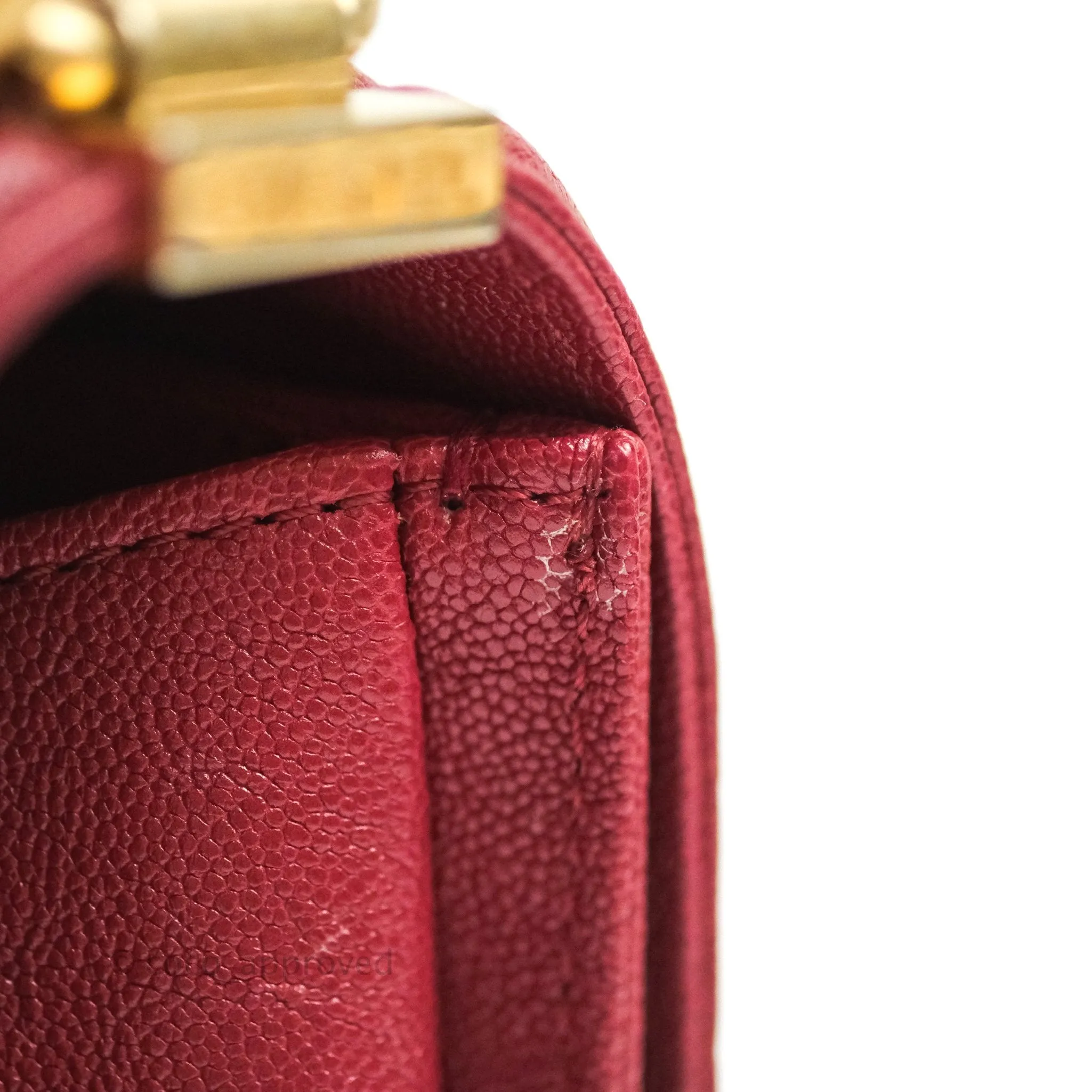 Chanel Boy Chevron Medium Red Caviar Gold Hardware