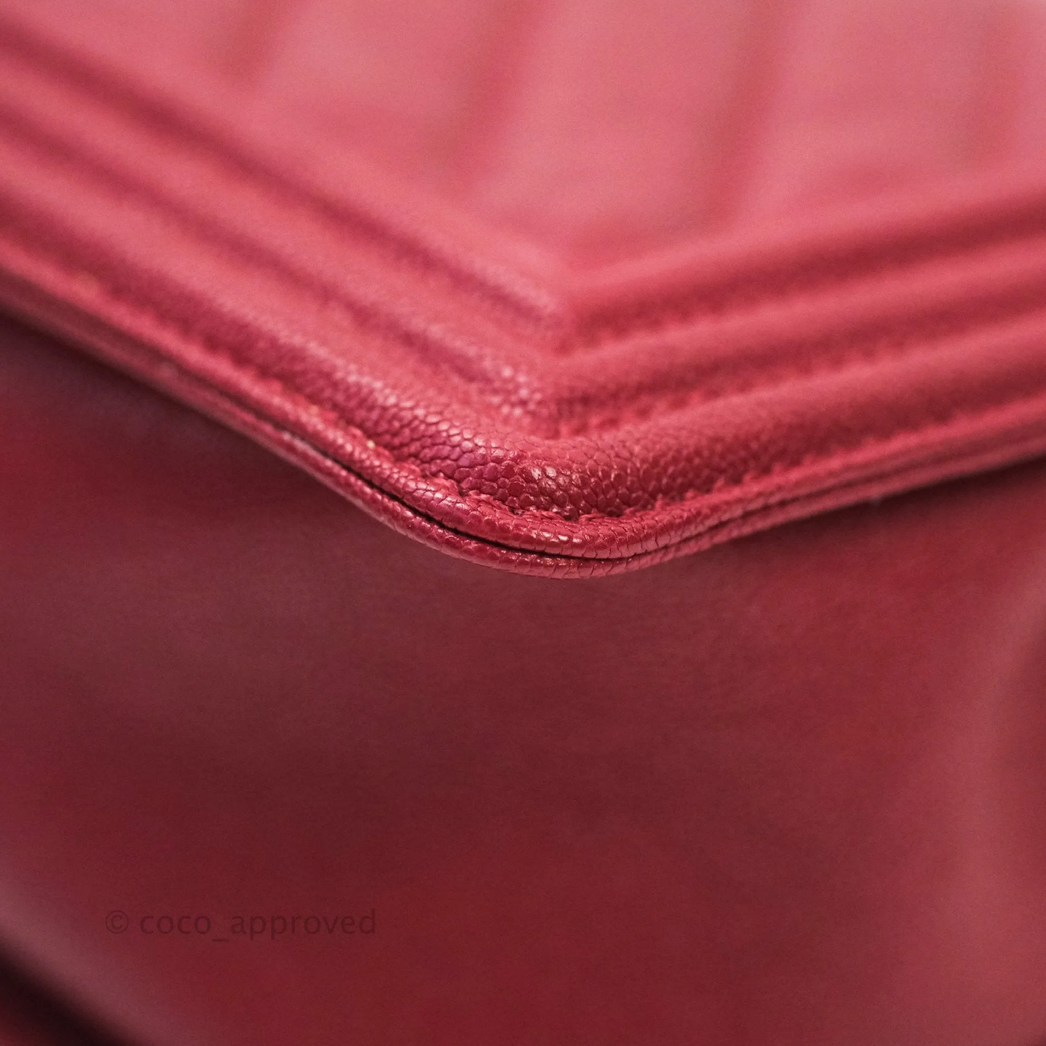 Chanel Boy Chevron Medium Red Caviar Gold Hardware