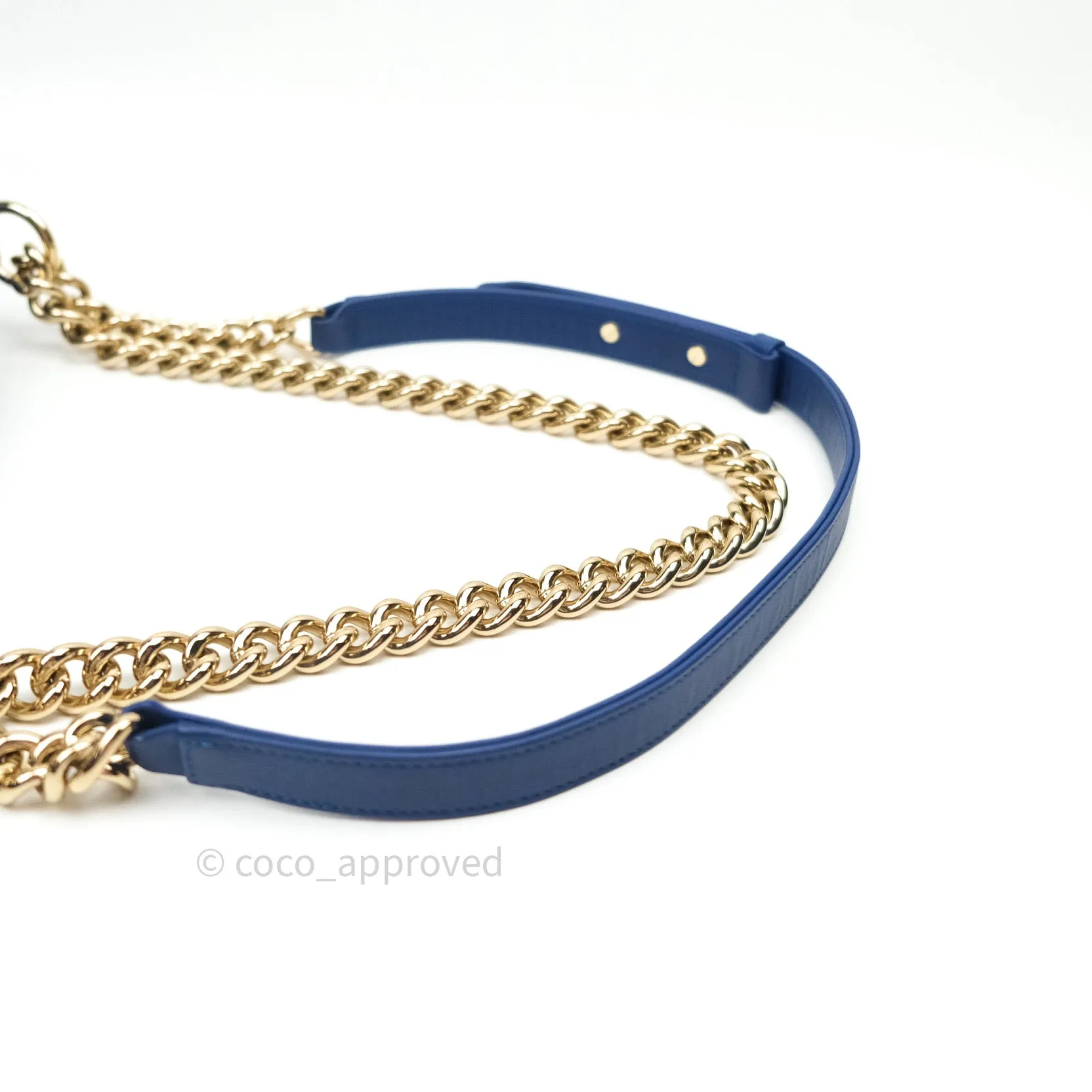 Chanel Boy Medium Straw Calfskin Navy Shiny Gold Hardware