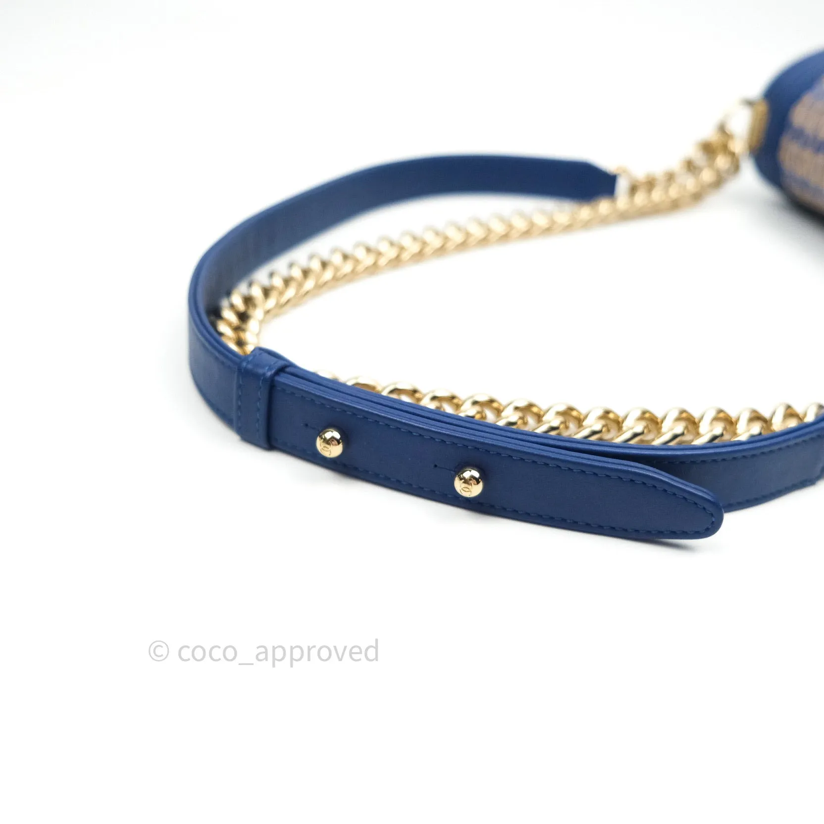 Chanel Boy Medium Straw Calfskin Navy Shiny Gold Hardware