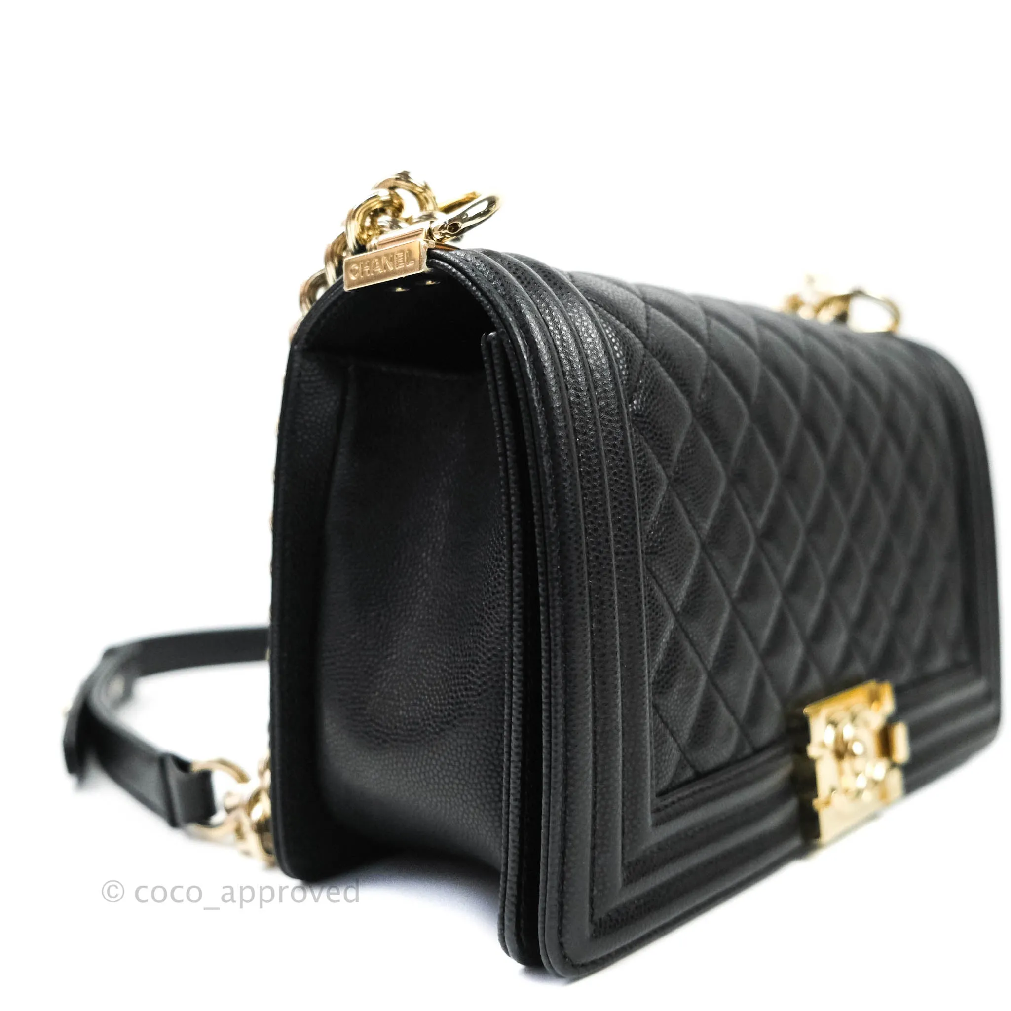 Chanel Boy Quilted Medium Black Caviar Gold Hardware