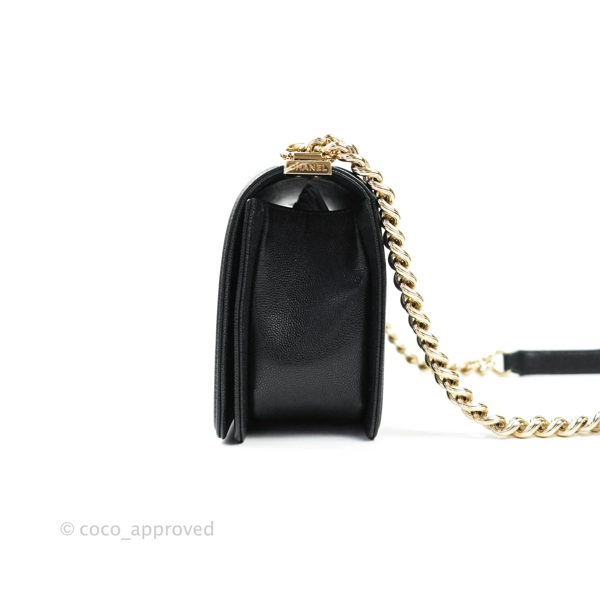 Chanel Boy Quilted Medium Black Caviar Gold Hardware