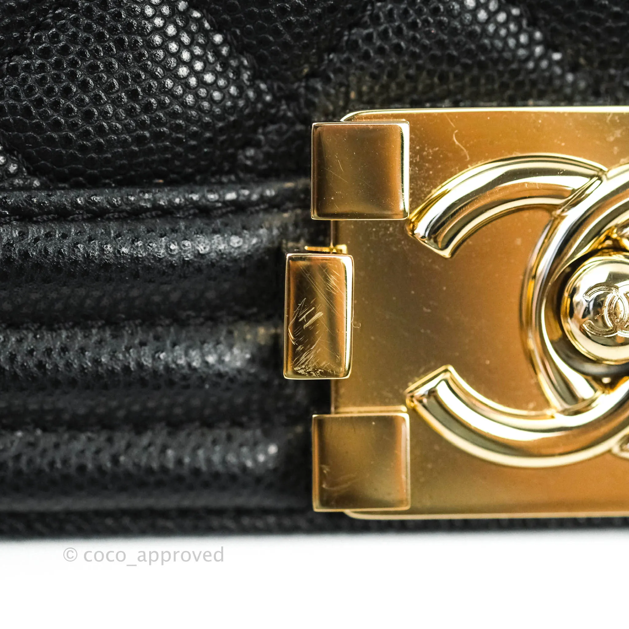 Chanel Boy Quilted Medium Black Caviar Gold Hardware