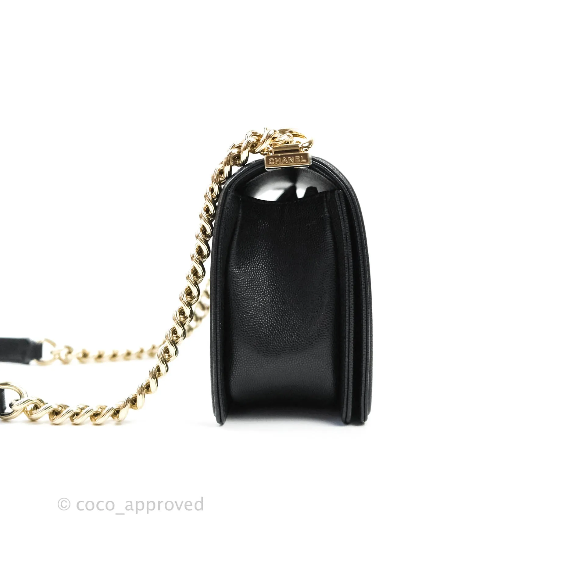 Chanel Boy Quilted Medium Black Caviar Gold Hardware