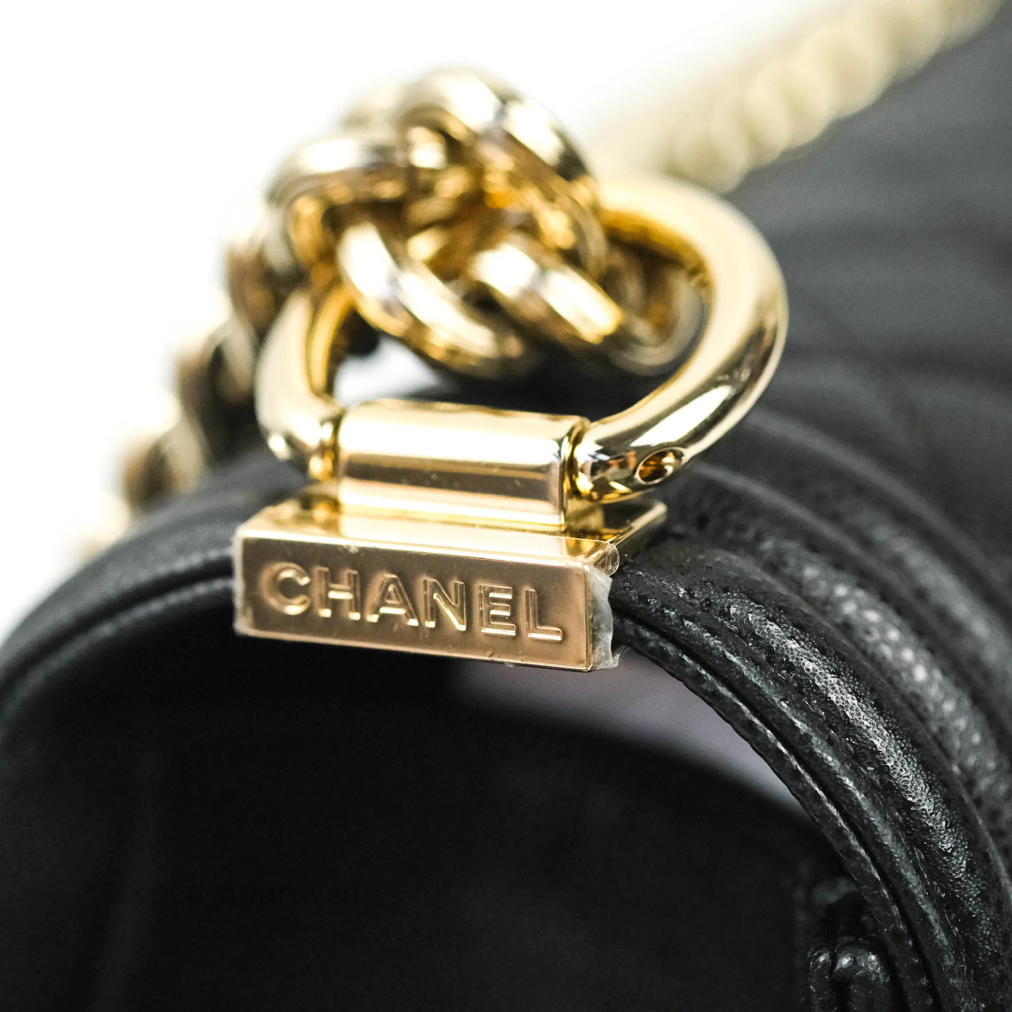 Chanel Boy Quilted Medium Black Caviar Gold Hardware