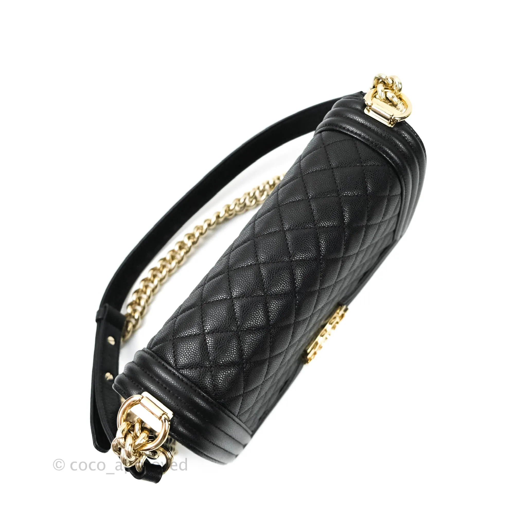 Chanel Boy Quilted Medium Black Caviar Gold Hardware