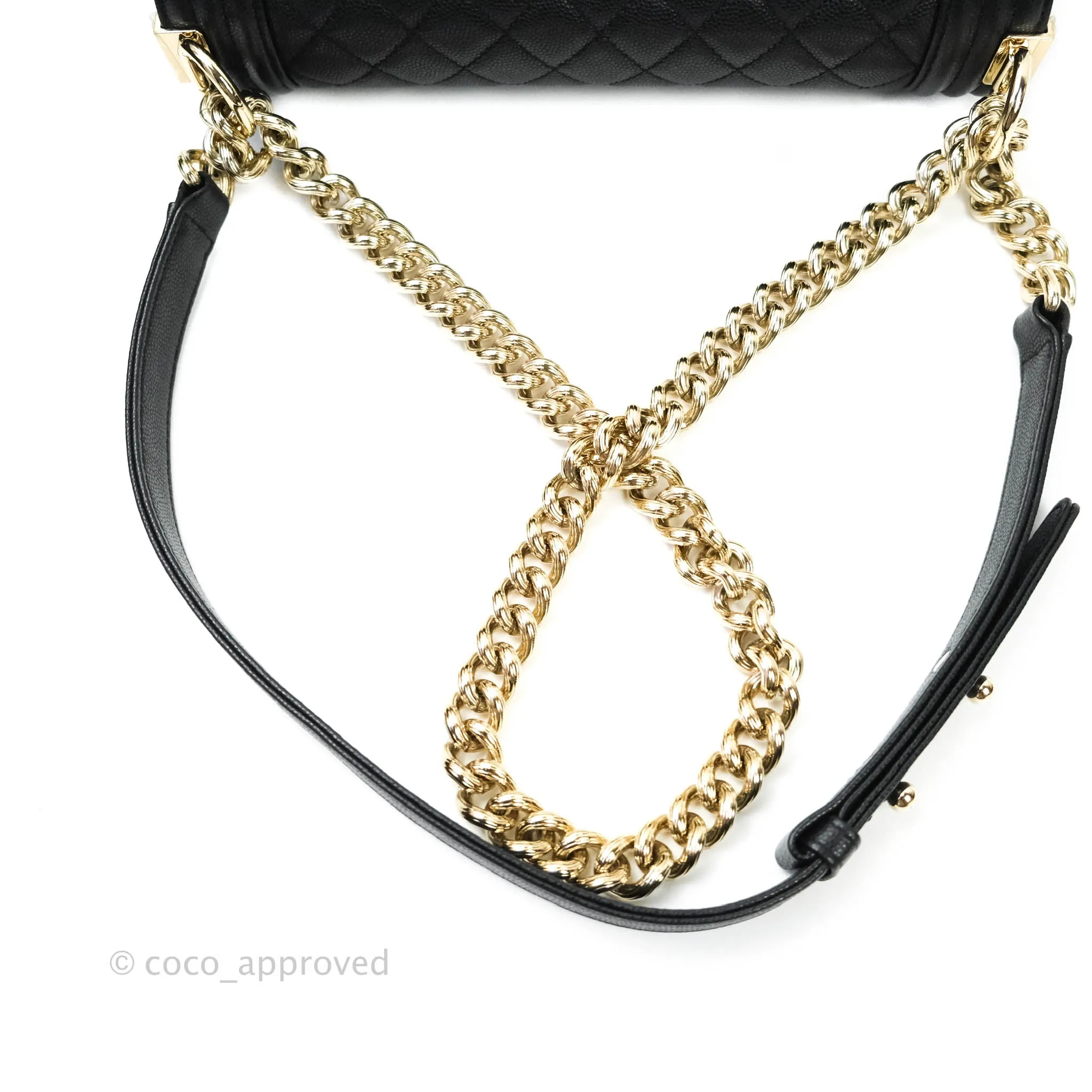 Chanel Boy Quilted Medium Black Caviar Gold Hardware