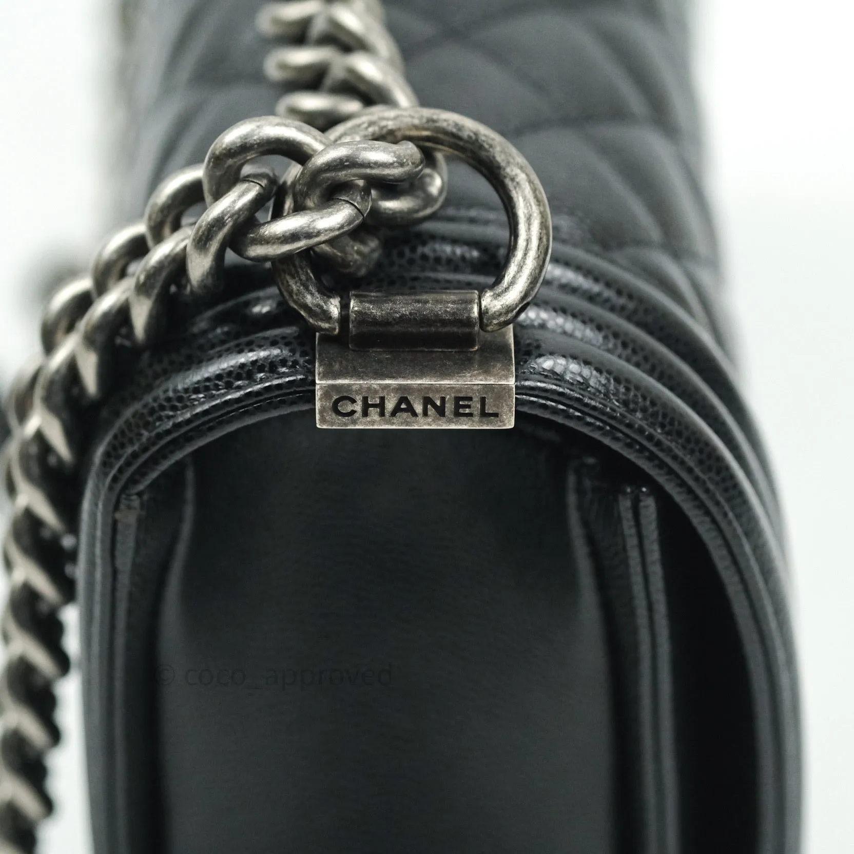 Chanel Boy Quilted Medium Black Caviar Ruthenium Hardware