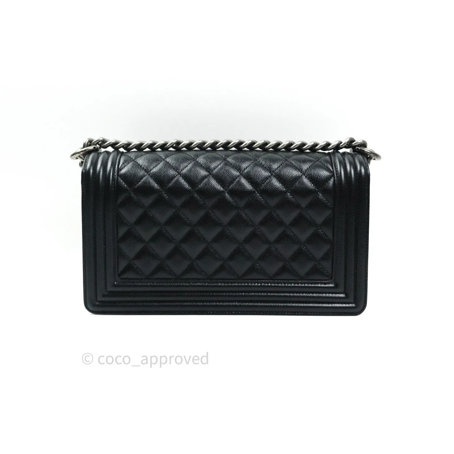 Chanel Boy Quilted Medium Black Caviar Ruthenium Hardware