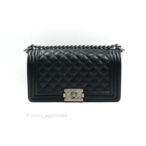Chanel Boy Quilted Medium Black Caviar Ruthenium Hardware
