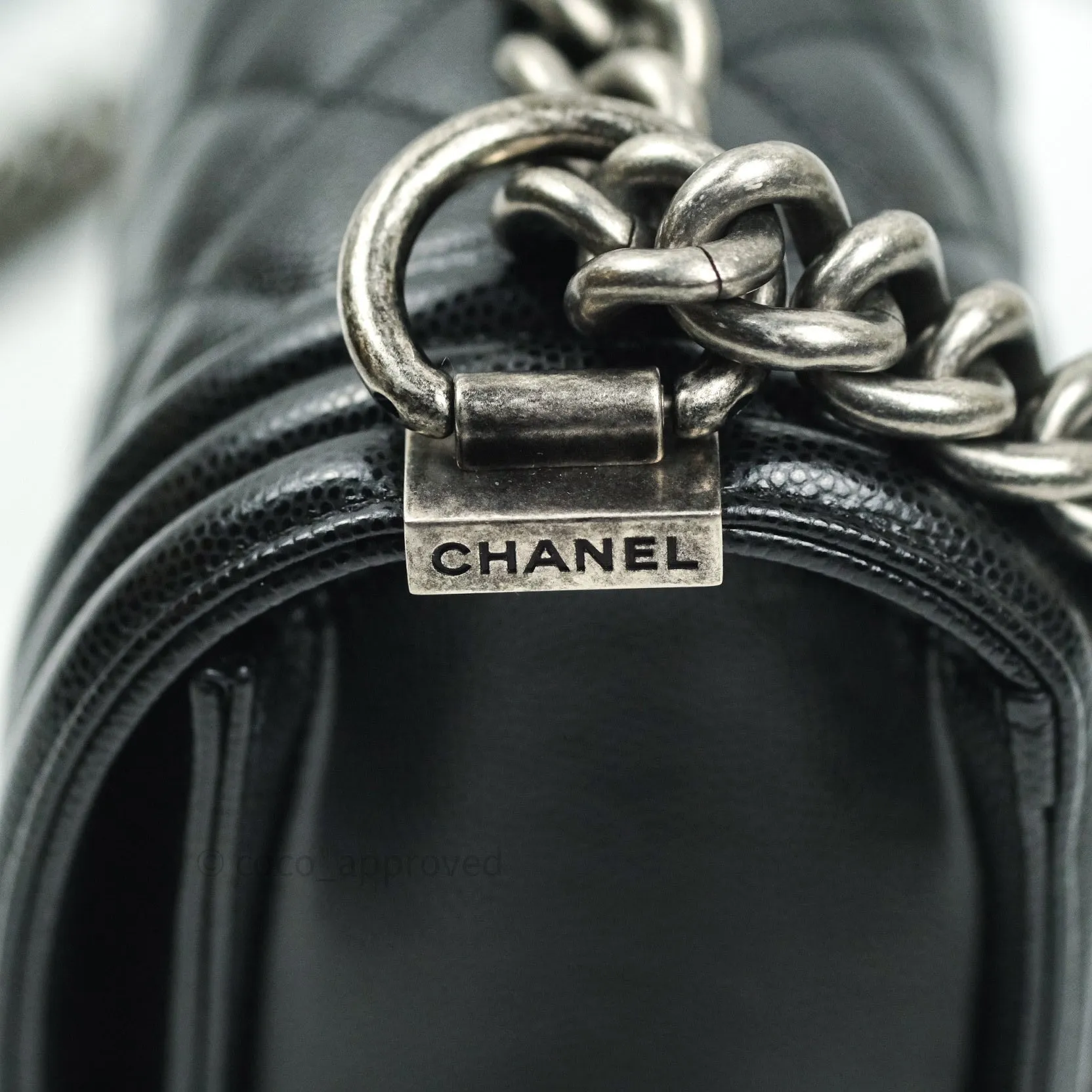 Chanel Boy Quilted Medium Black Caviar Ruthenium Hardware