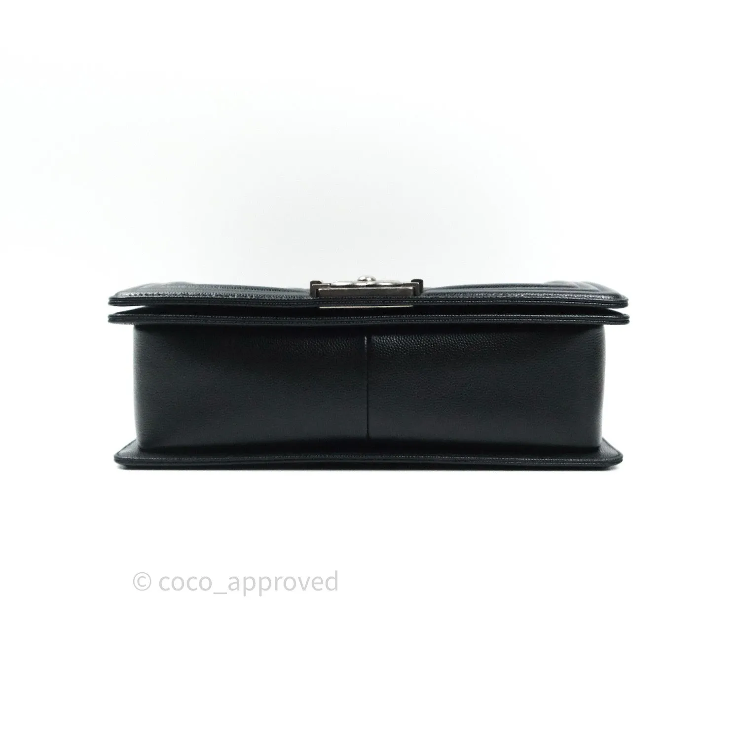 Chanel Boy Quilted Medium Black Caviar Ruthenium Hardware