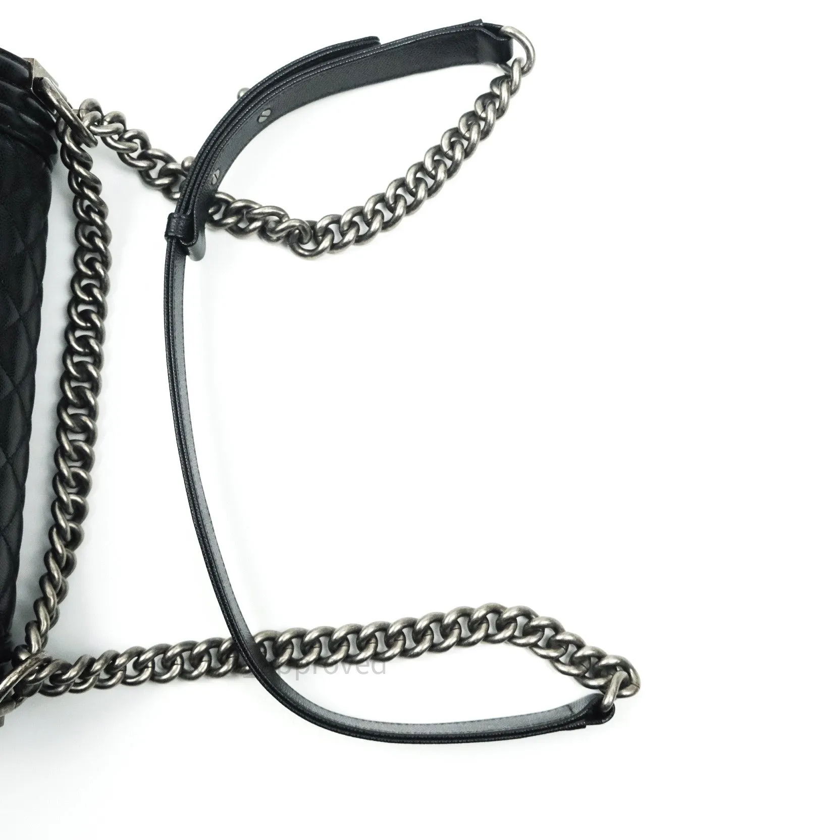 Chanel Boy Quilted Medium Black Caviar Ruthenium Hardware