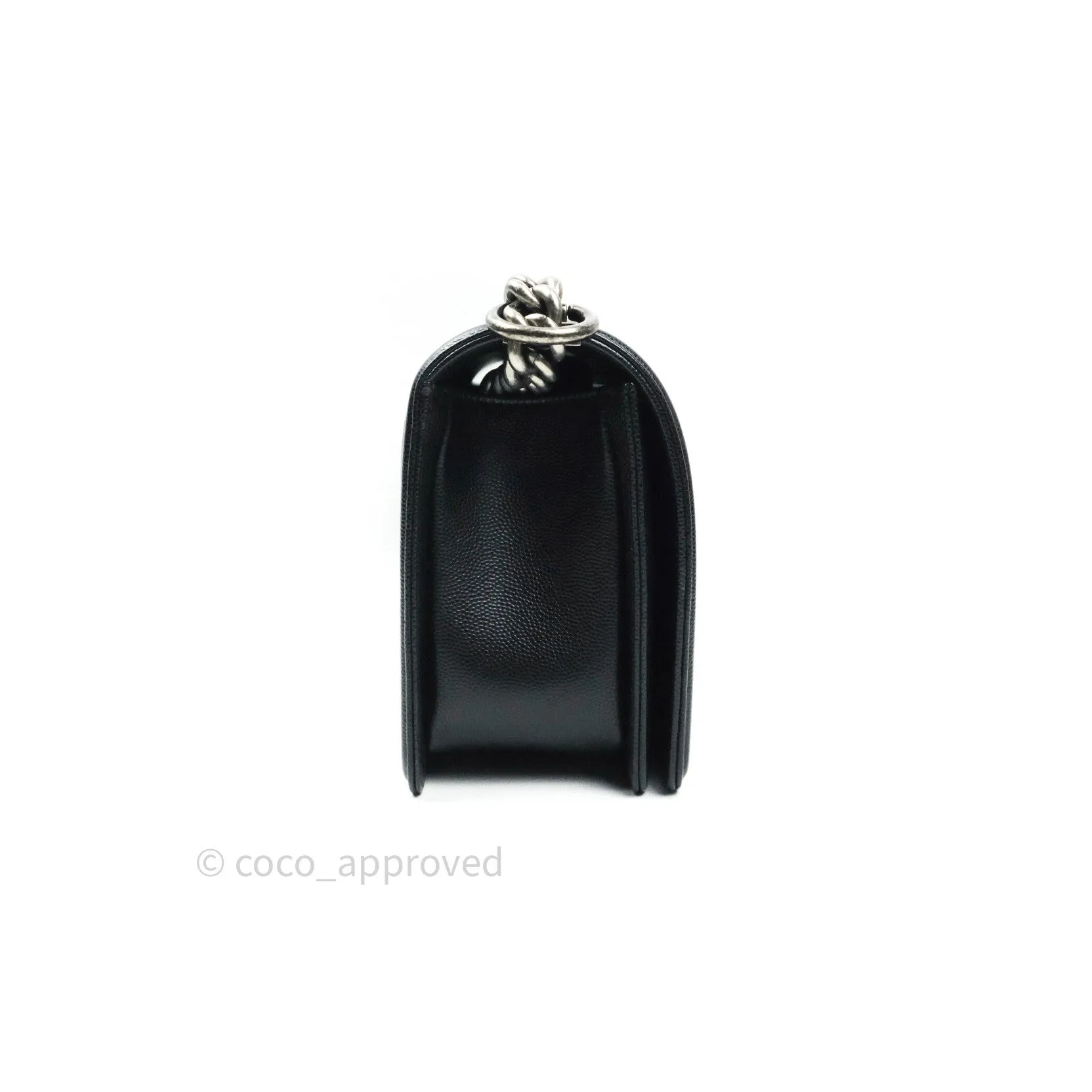 Chanel Boy Quilted Medium Black Caviar Ruthenium Hardware