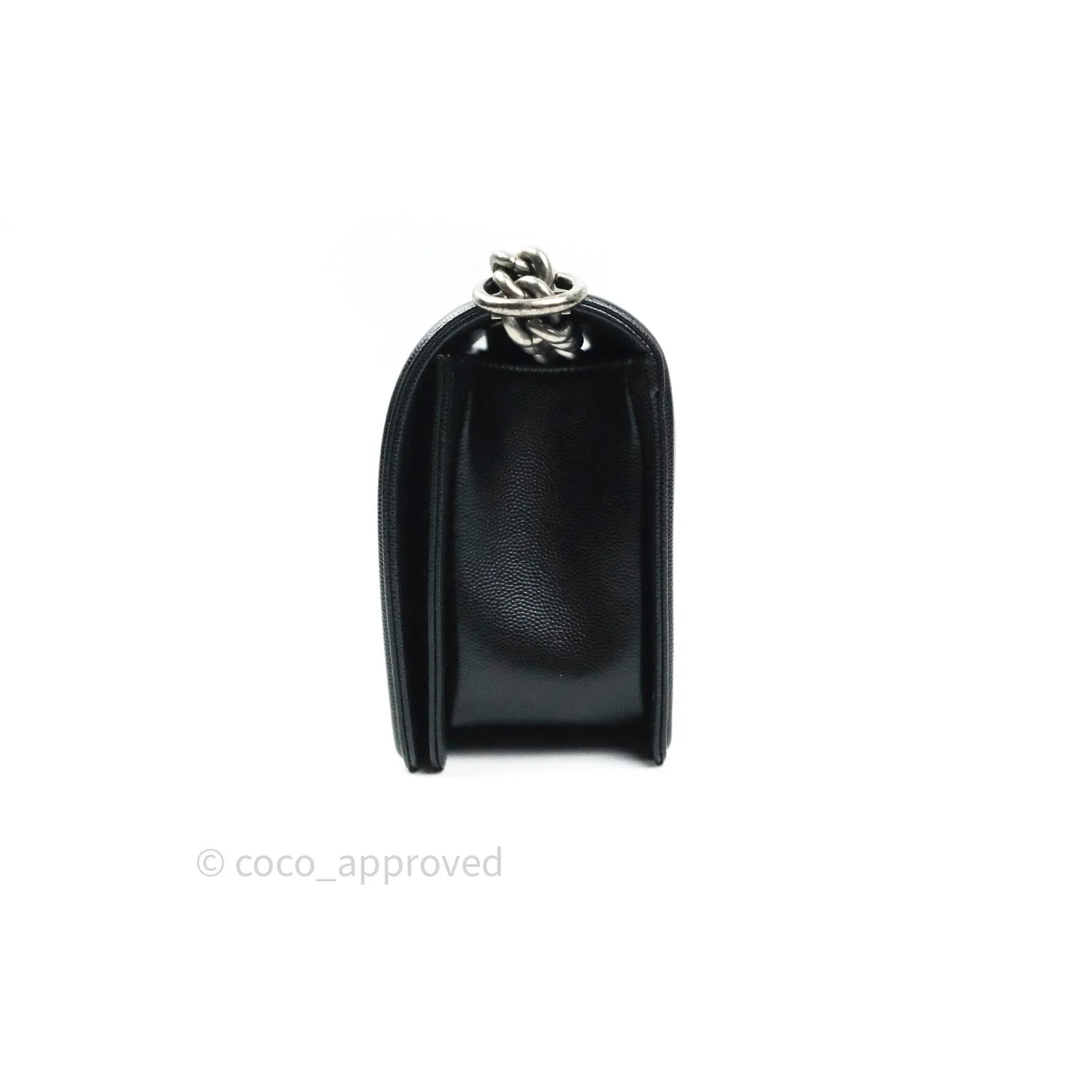 Chanel Boy Quilted Medium Black Caviar Ruthenium Hardware