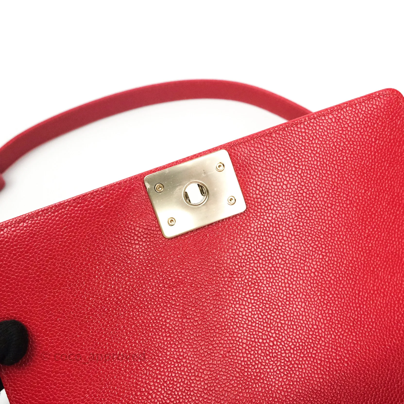 Chanel Boy Quilted Medium Red Caviar Gold Hardware