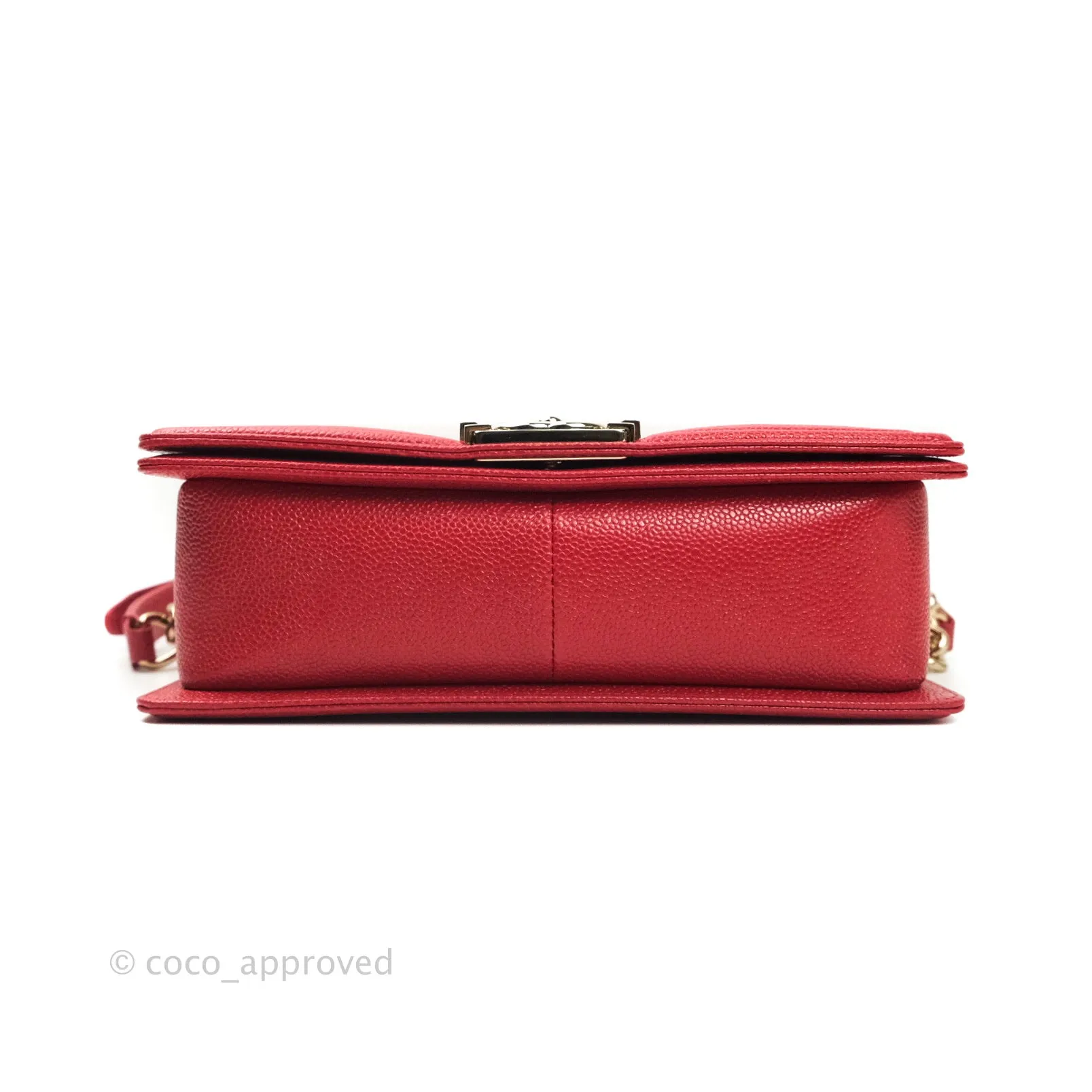 Chanel Boy Quilted Medium Red Caviar Gold Hardware