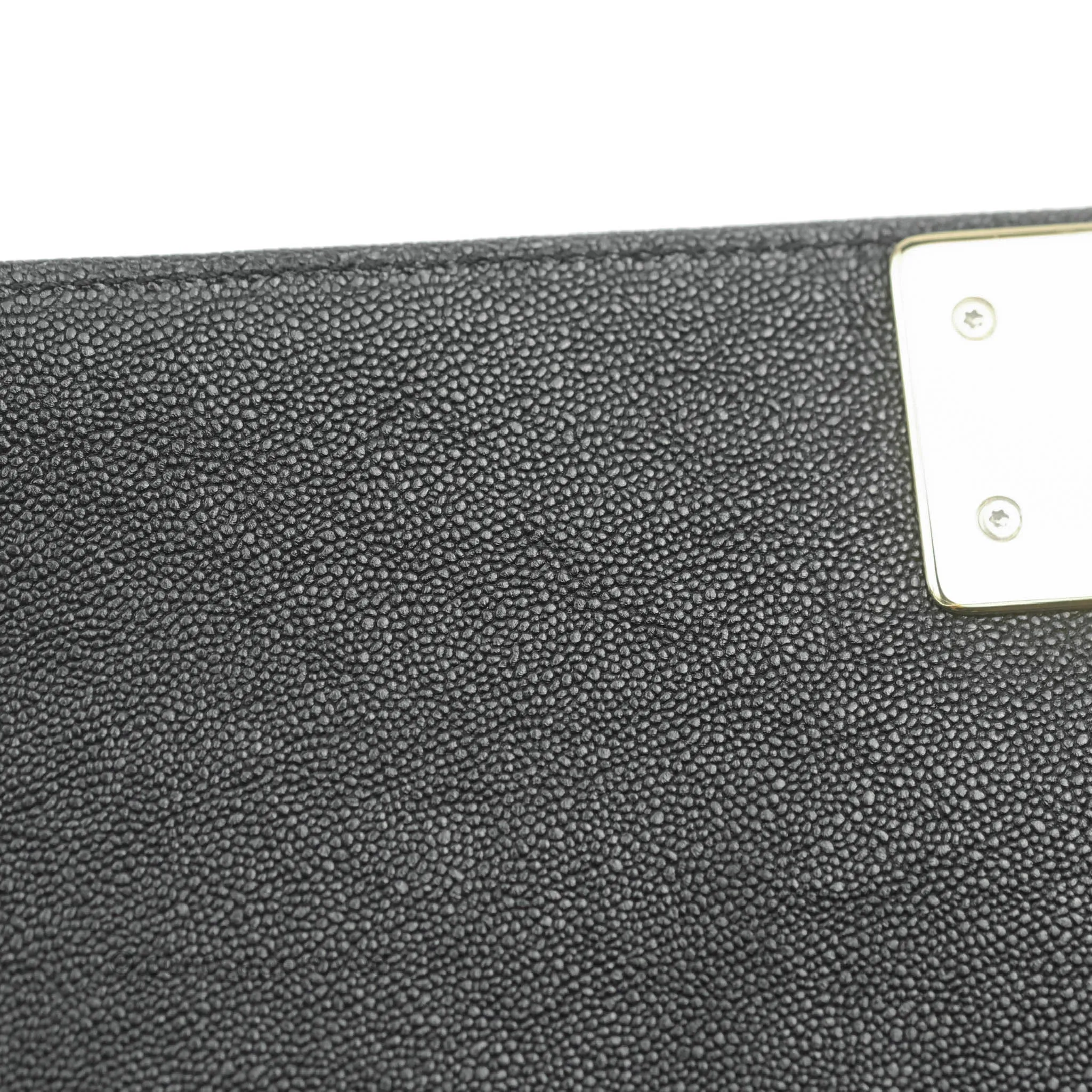 Chanel Chevron Medium Boy Black Grained Calfskin Gold Hardware