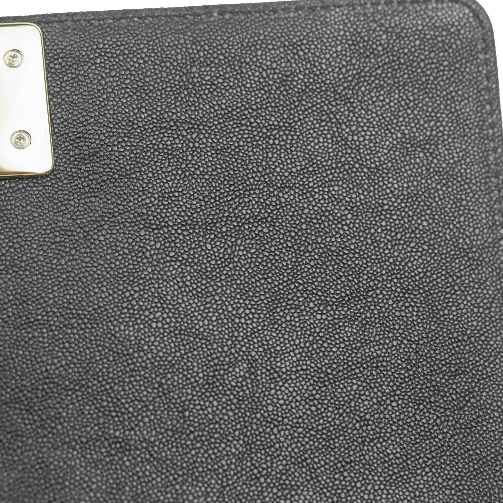 Chanel Chevron Medium Boy Black Grained Calfskin Gold Hardware
