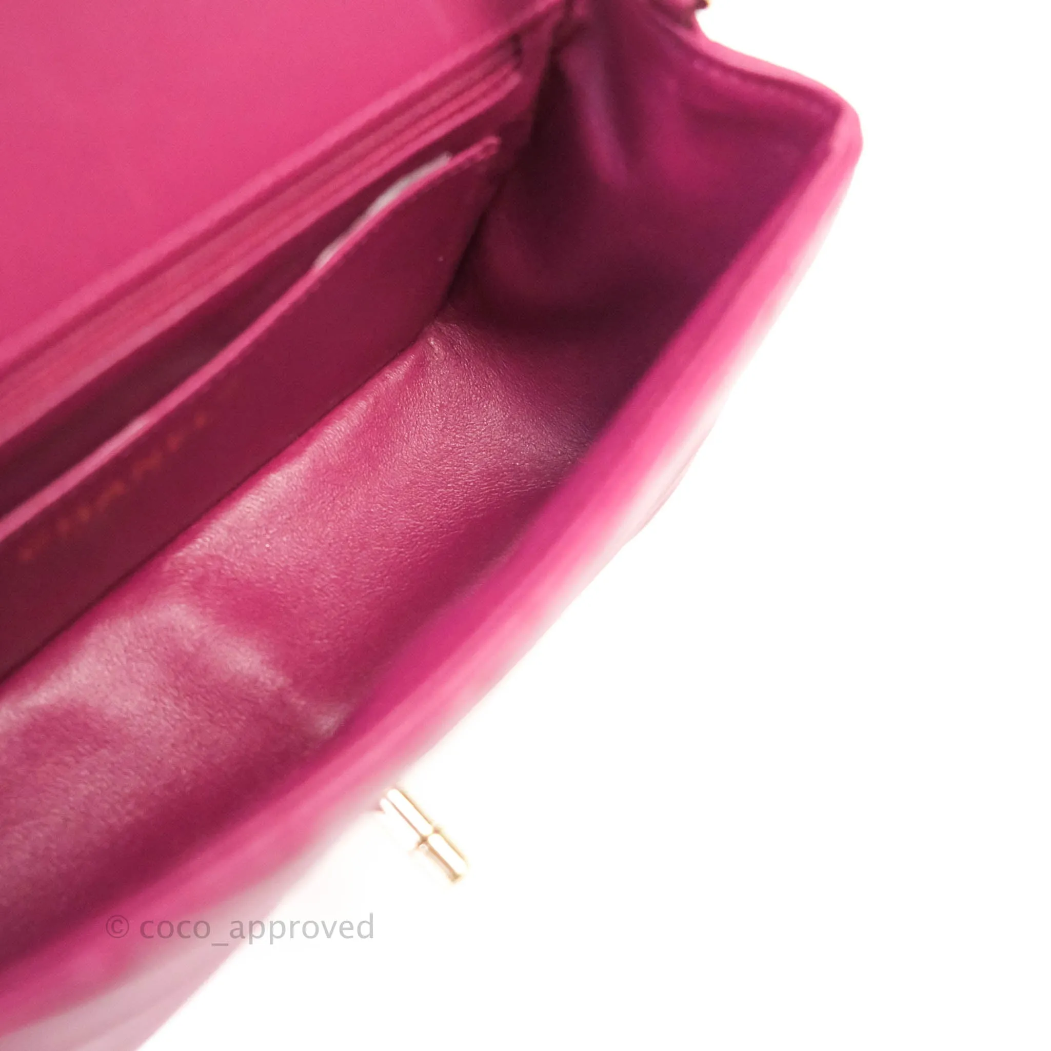 Chanel Chevron Mini Rectangular Lambskin Flap Bag Dark Pink Gold Hardware